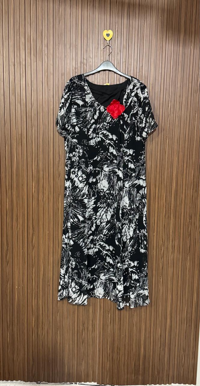 Black Abstract Long Top