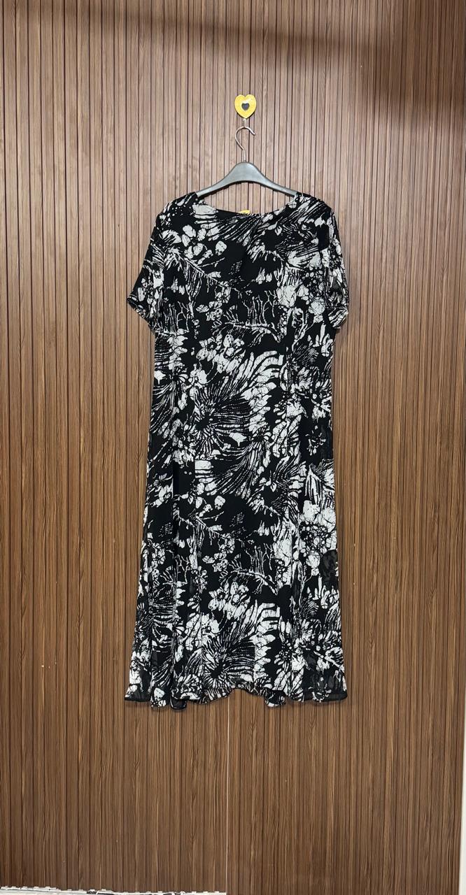 Black Abstract Long Top