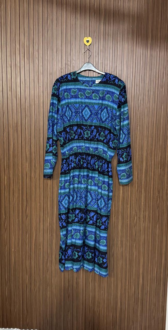 Blue Geometric Long Top