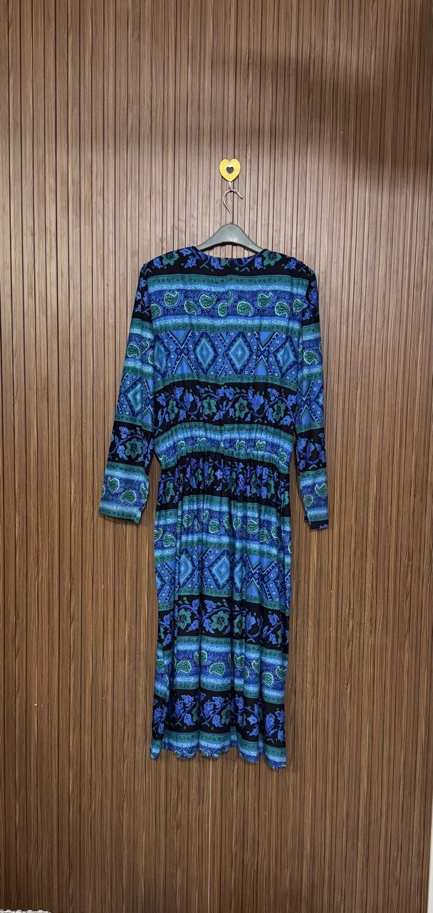 Blue Geometric Long Top