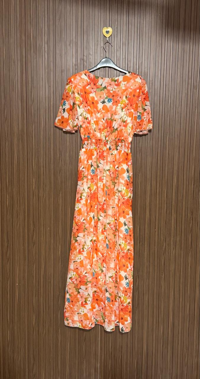 Orange Print Long Top