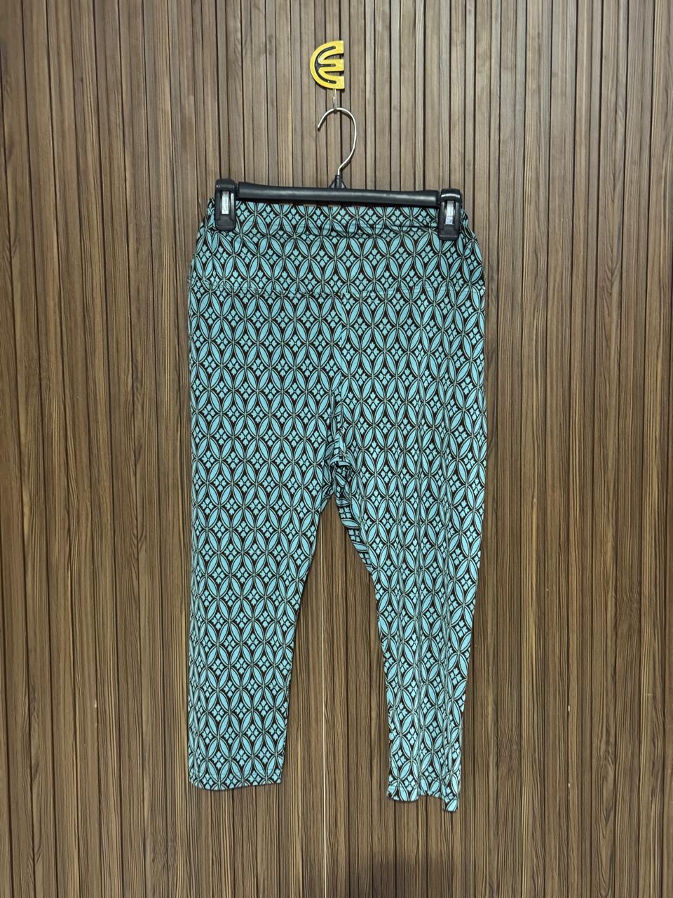 Aqua Blue Patterned Trousers