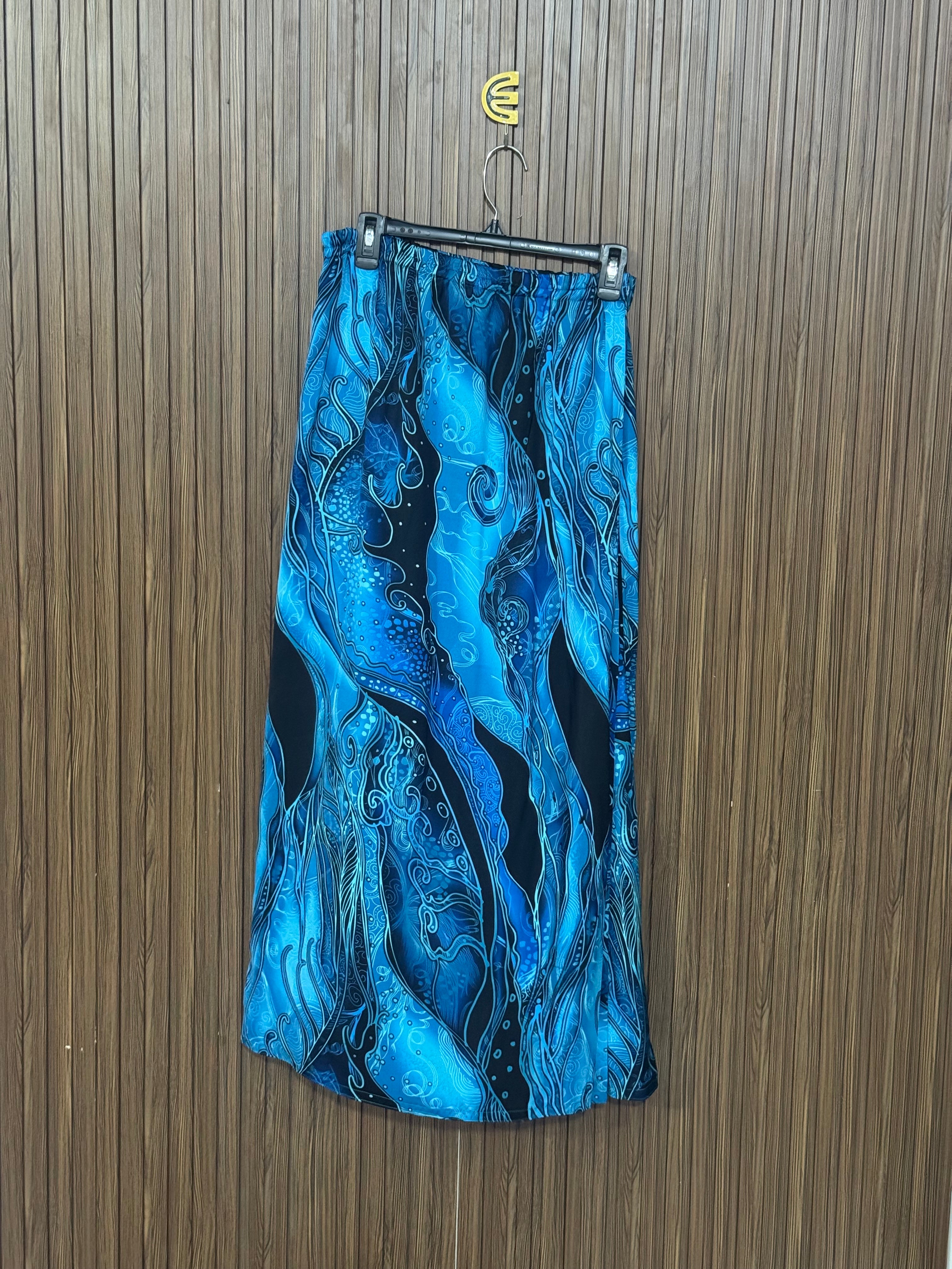Blue Printed Flared Skirt