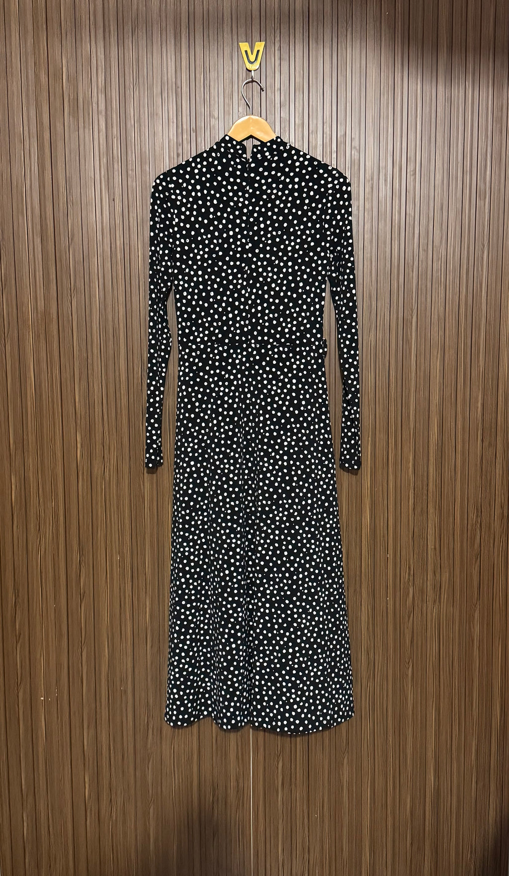 Retro Black & White Polka Dot Long Dress