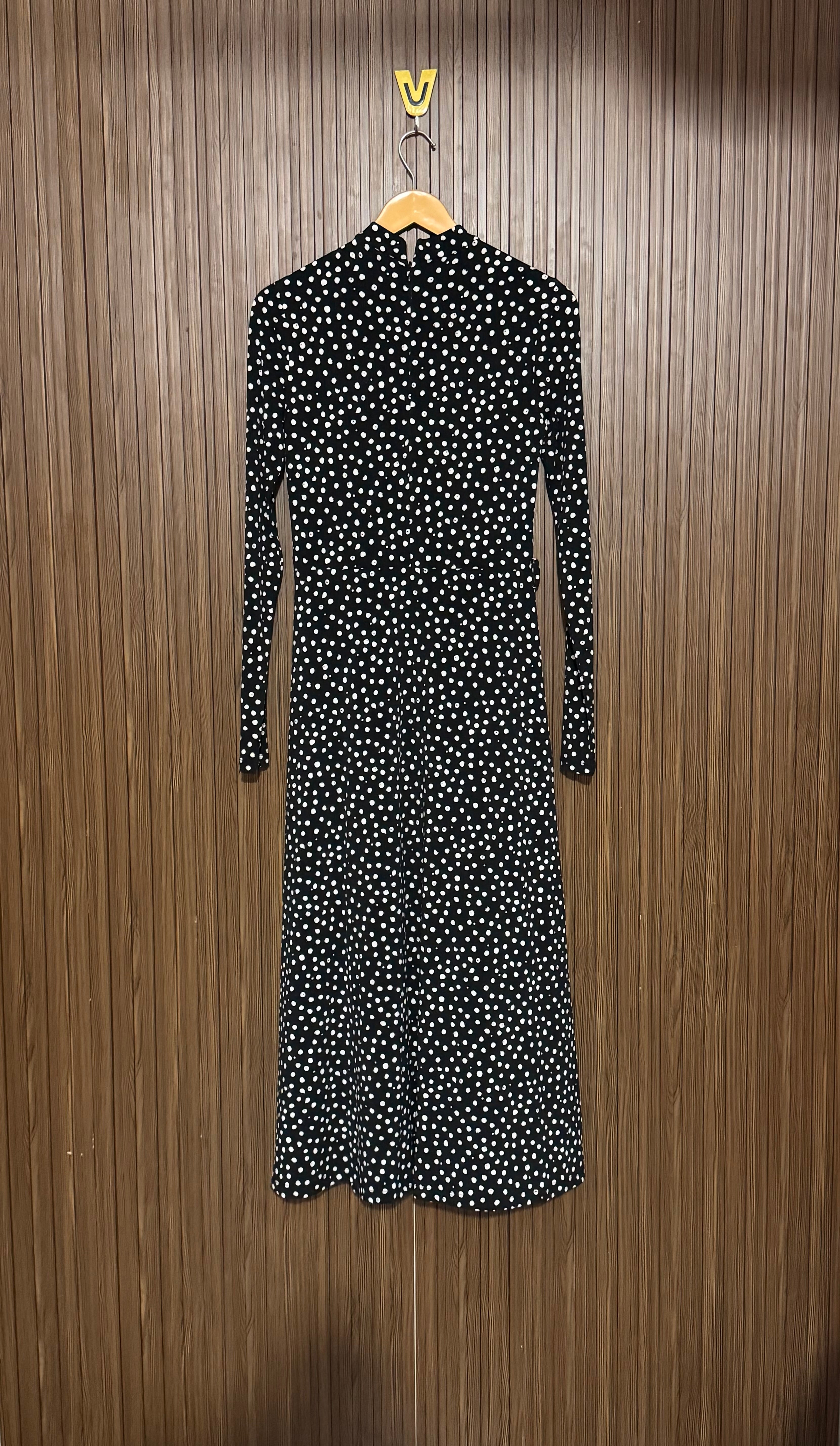 Retro Black & White Polka Dot Long Dress