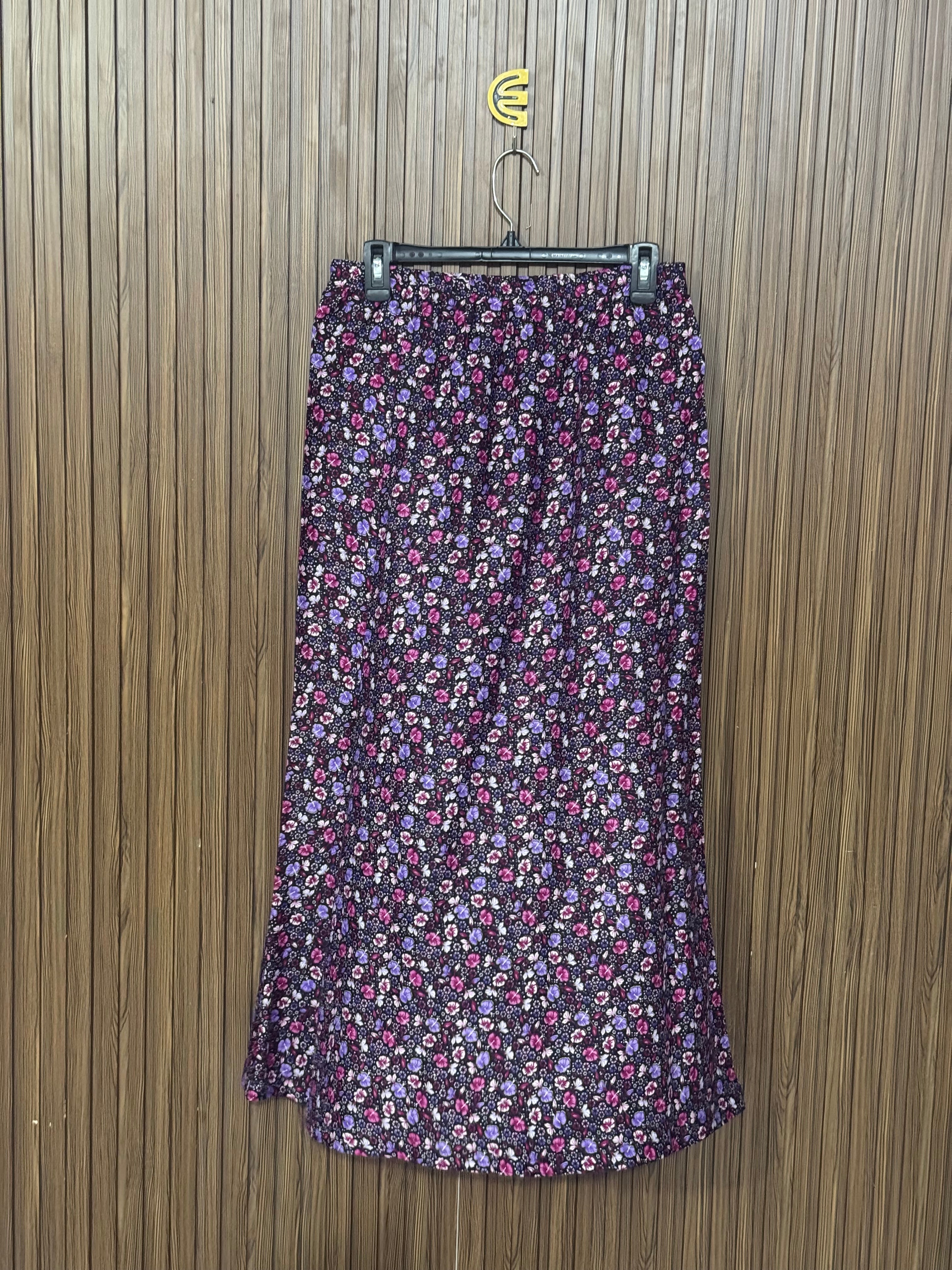 Black Floral Printed Flared Skirt