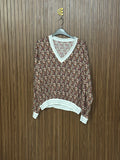 Chest 21 Length 24 Fabric Silk Maroon Floral V-Neck Top