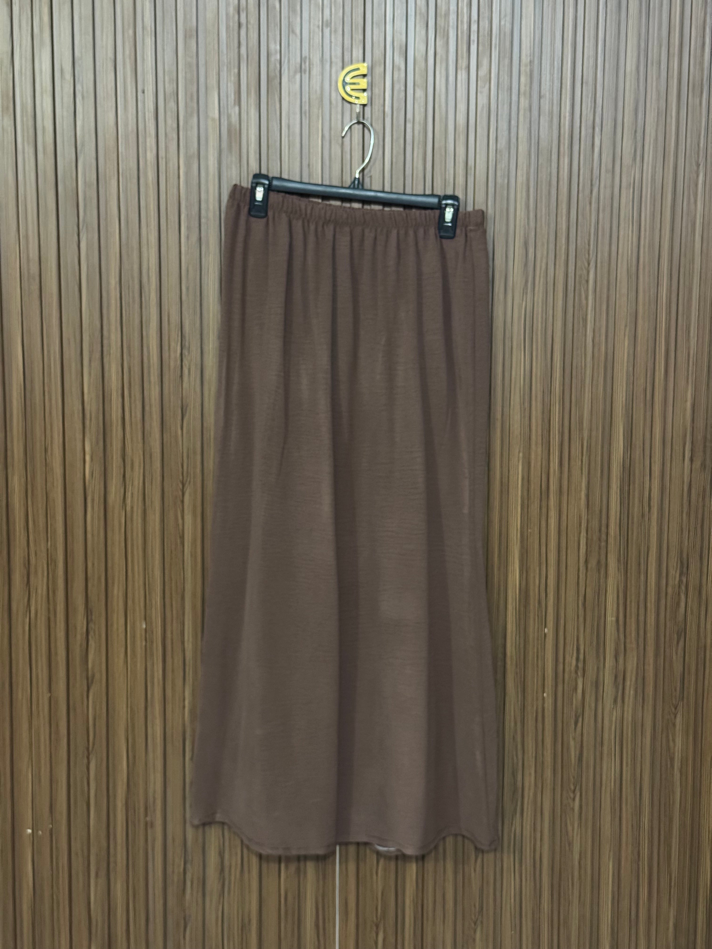 Brown Solid Flared Skirt