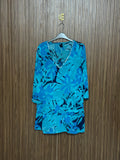 Chest 21 Length 32 Fabric Shifon V-Neck Blue Printed Top