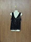 Chest 17 Length 21 V-Neck Glitter Top