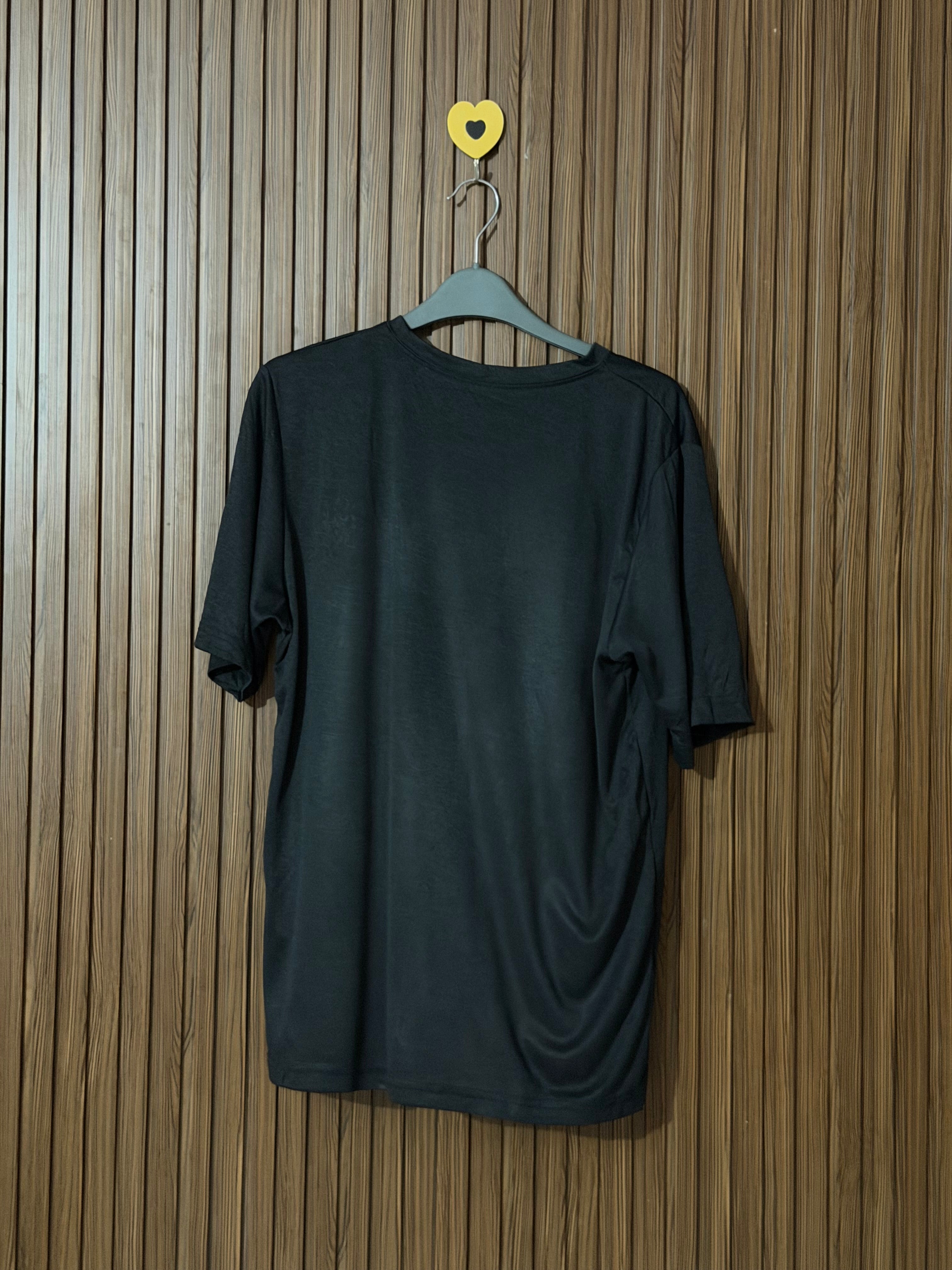 Plain Black Casual Half Sleeves T-Shirt