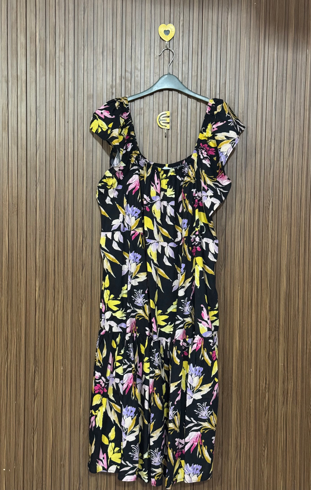 Black Floral Tiered Long Top