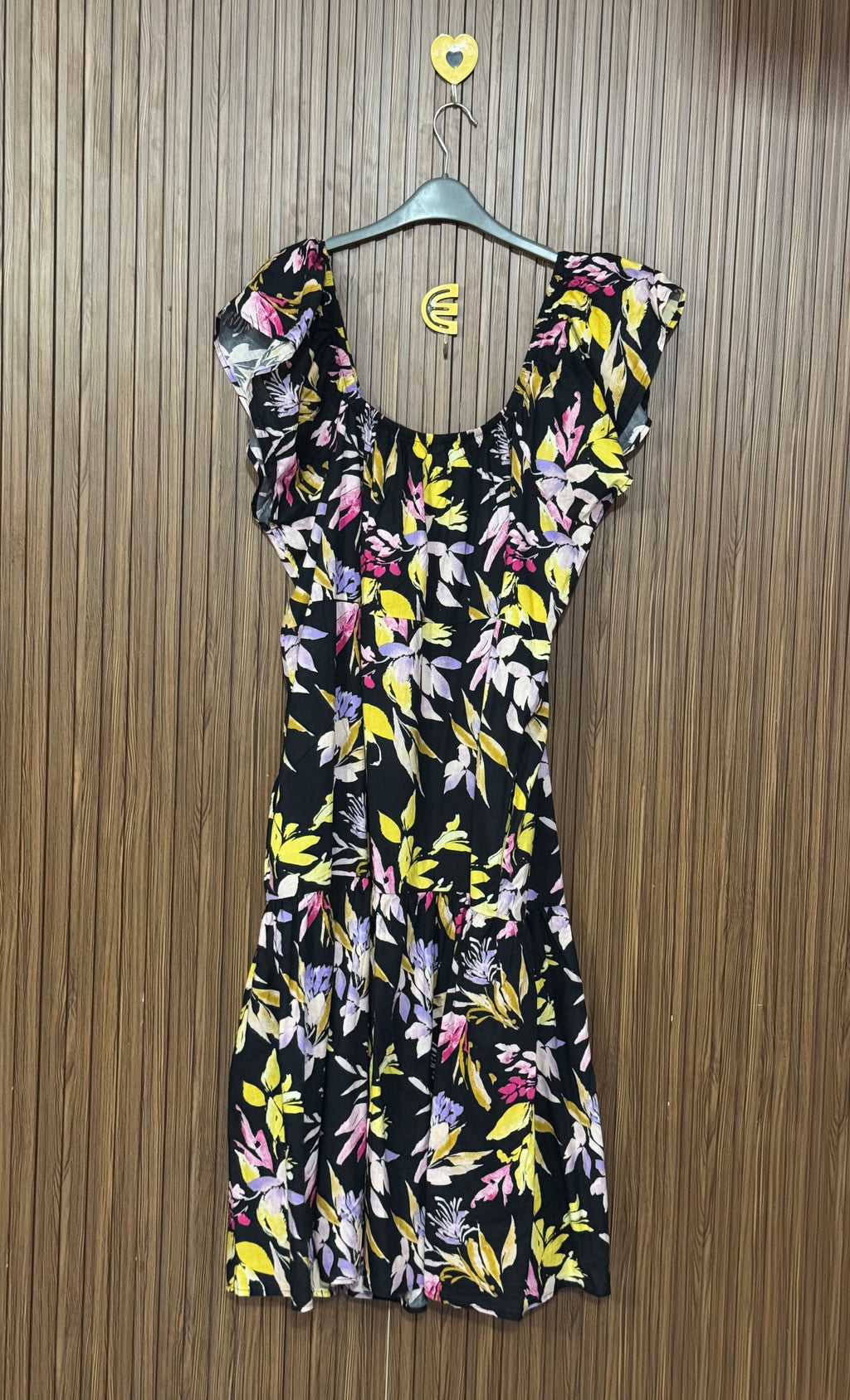 Black Floral Tiered Long Top