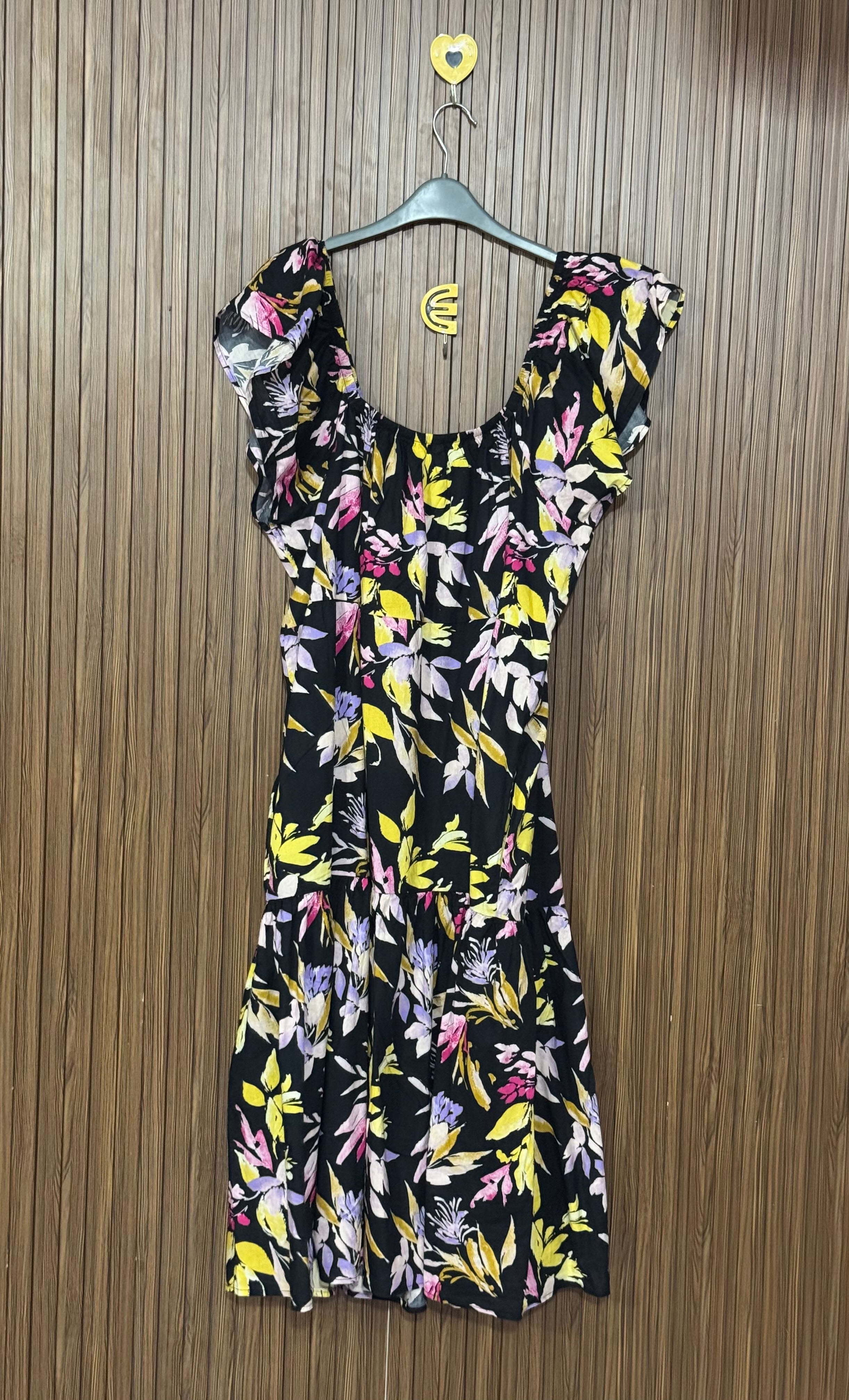 Black Floral Tiered Long Top