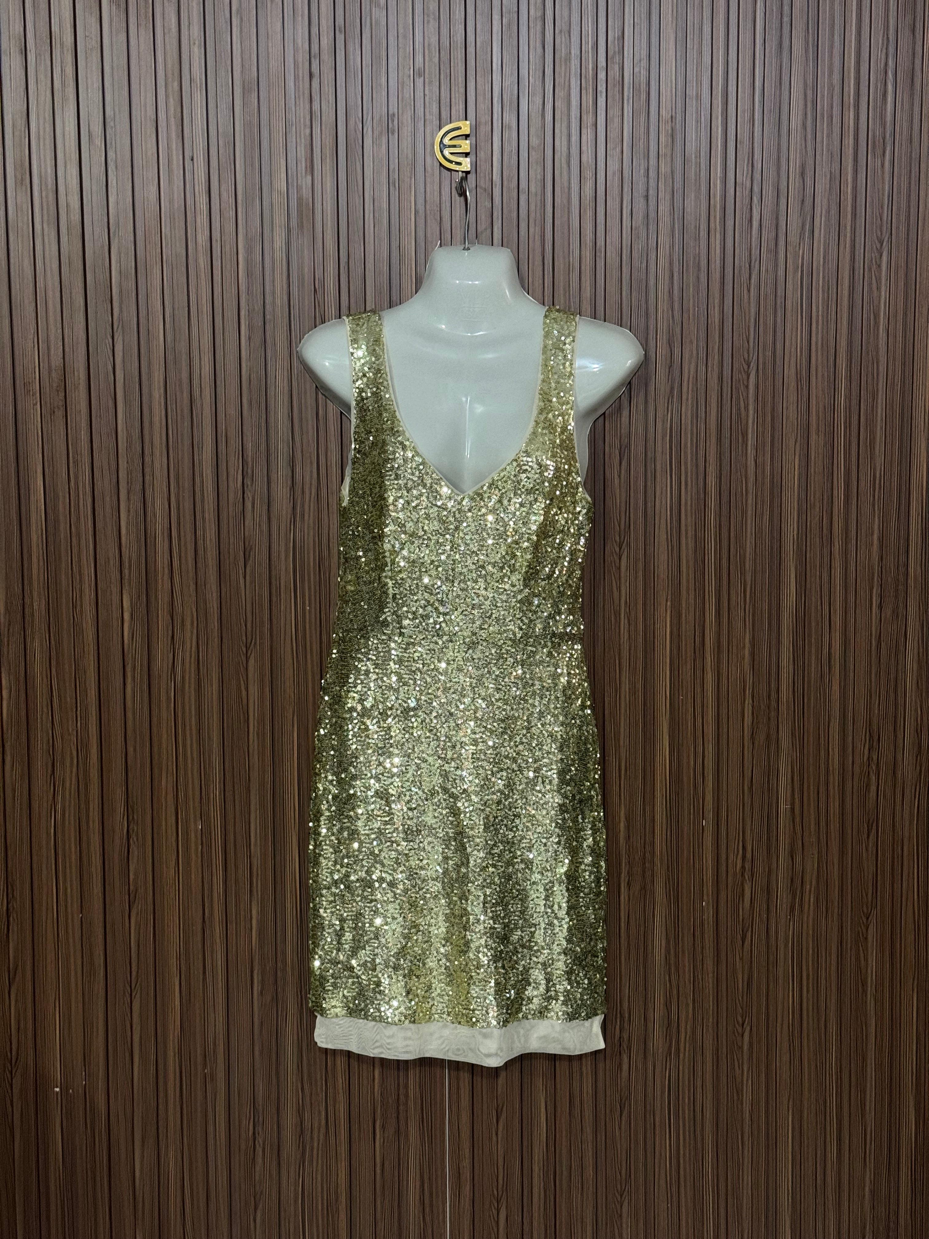 Chest 16 Length 34 Gold Sequin Dress