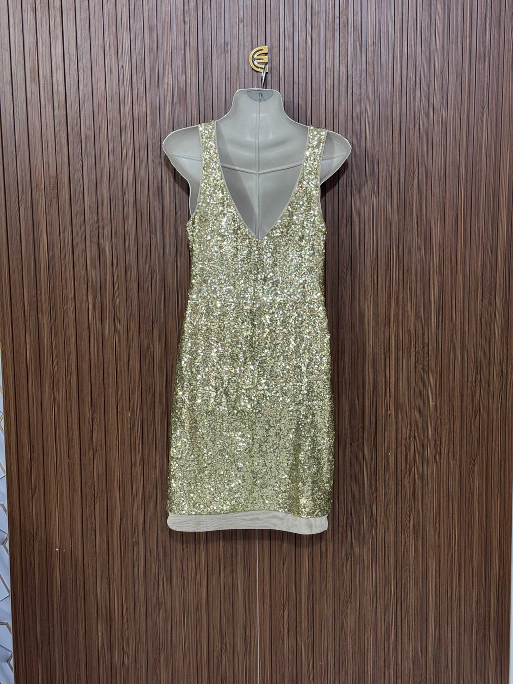 Chest 16 Length 34 Gold Sequin Dress