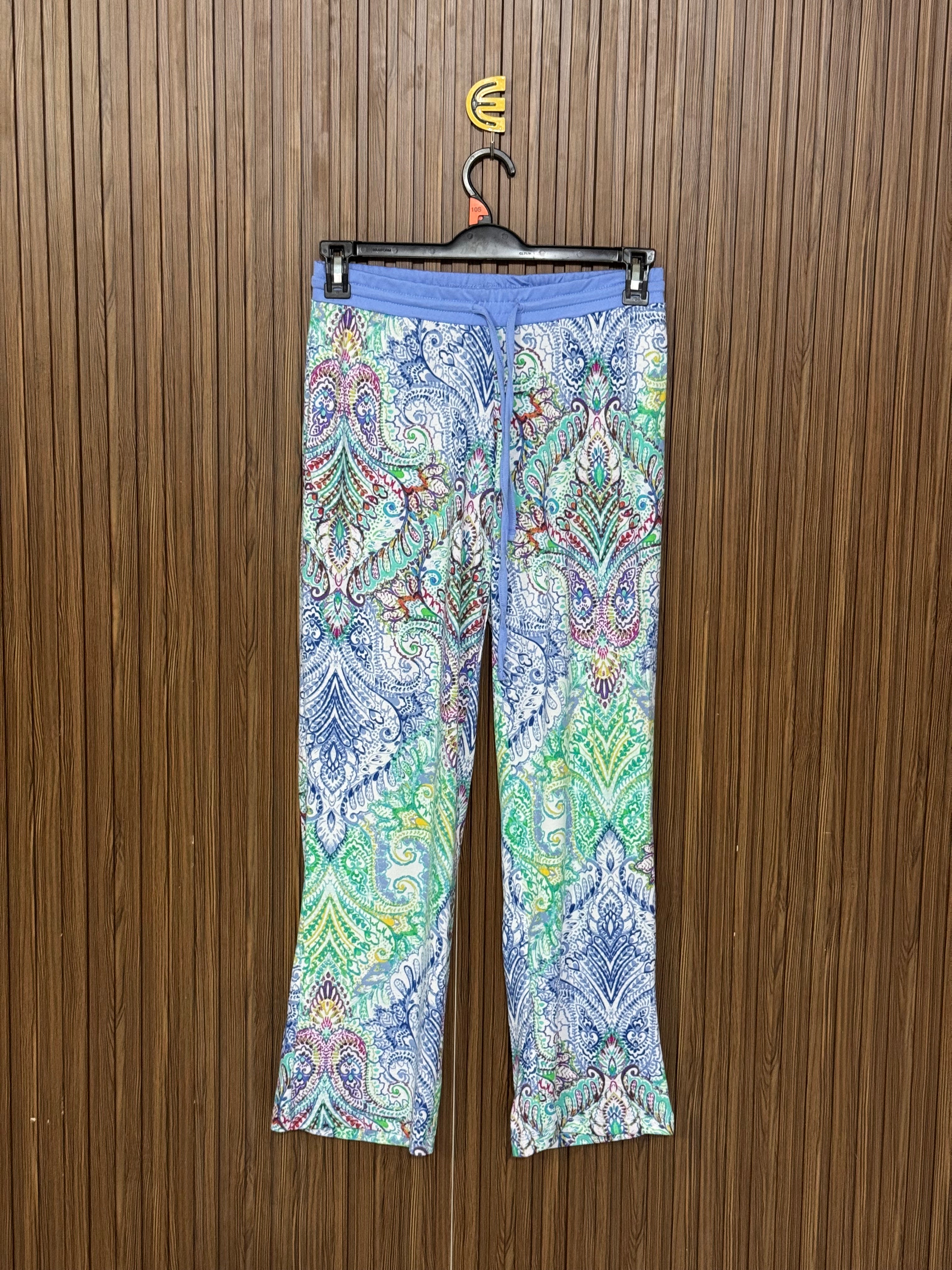 Blue Paisley Print Palazzo Trousers