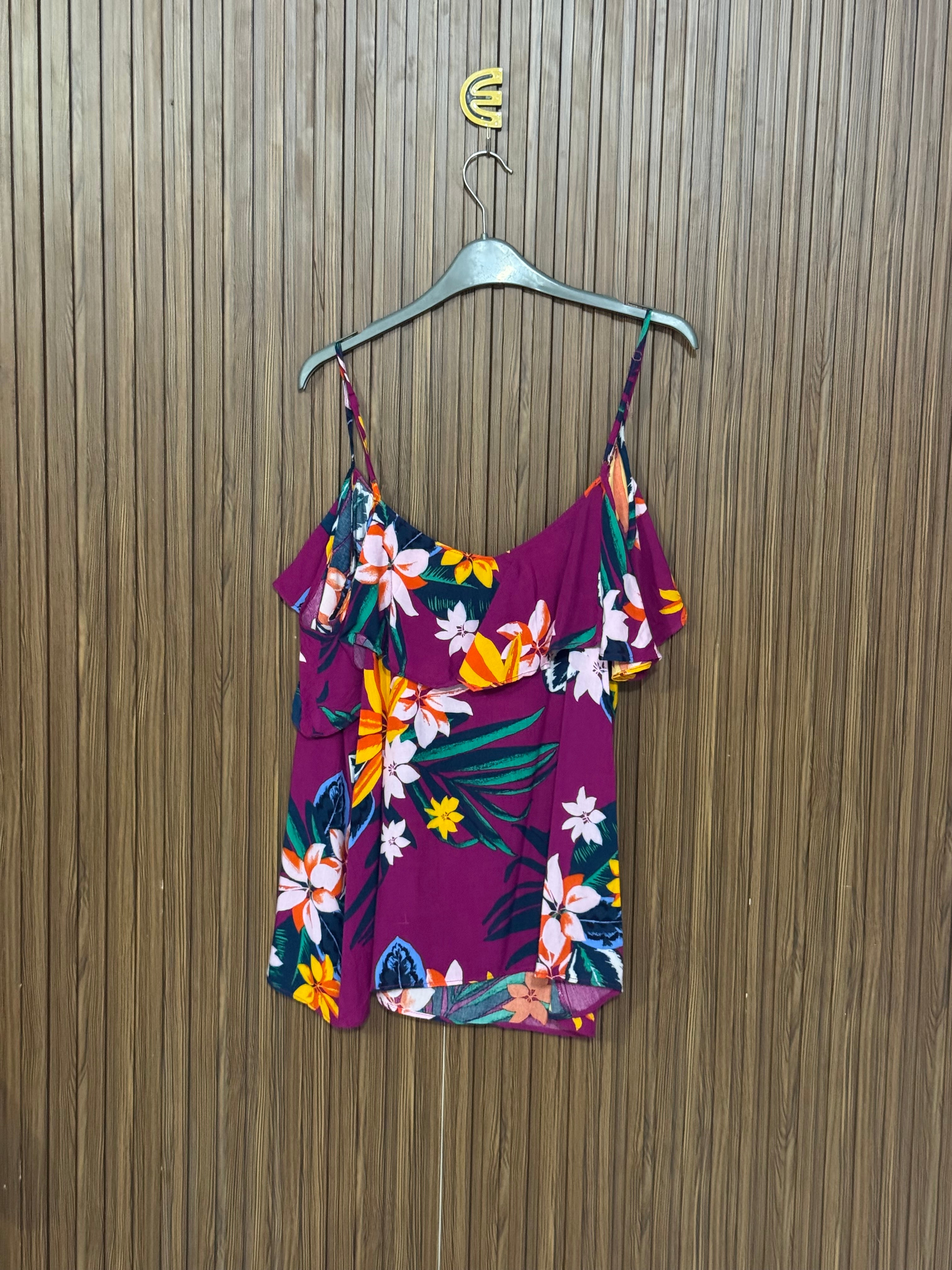 Purple Floral Sleeveless Top