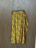 Gold Floral Printed Straight Skirt