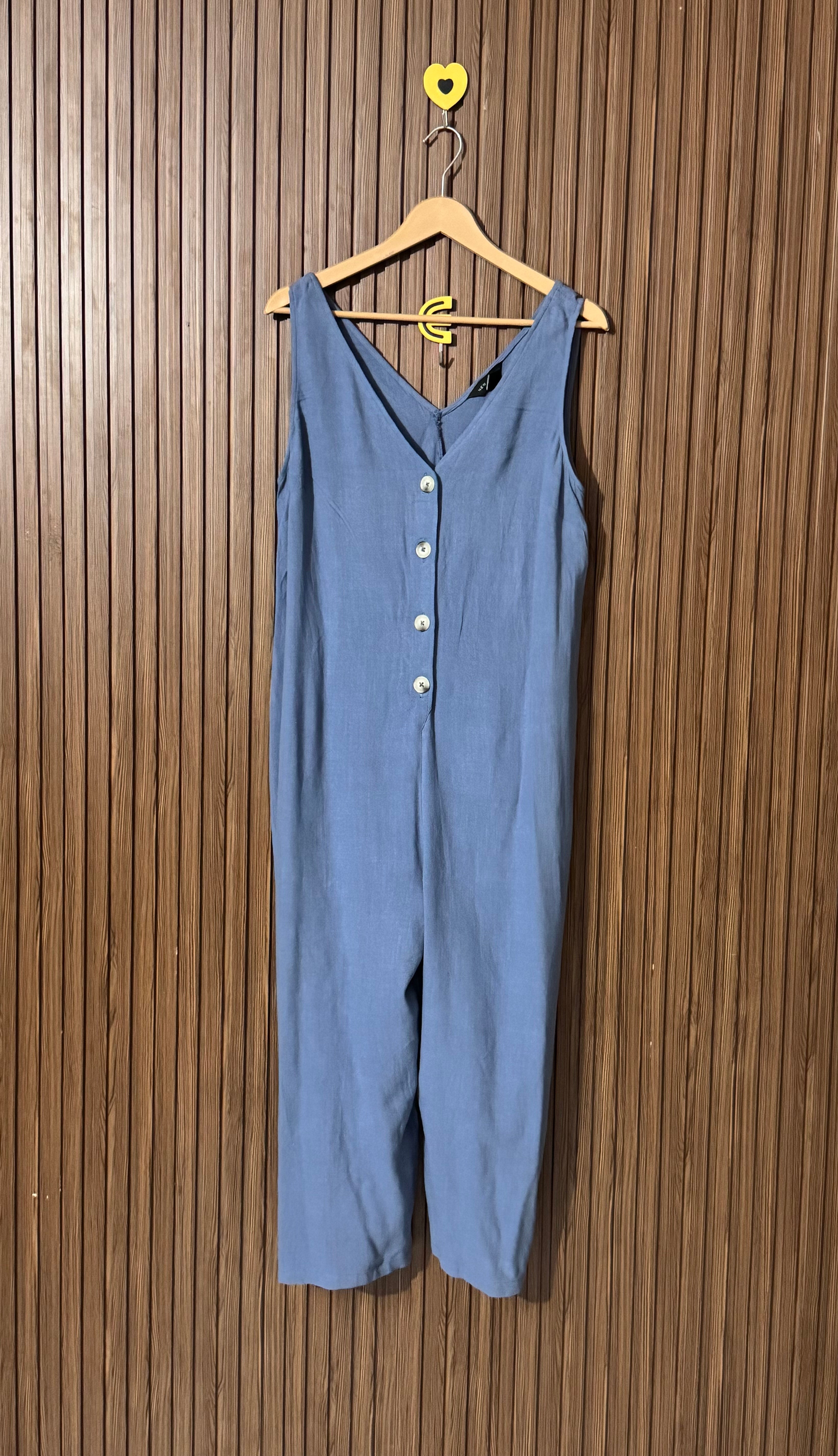 Blue V-Neck Casual Jumpsuit