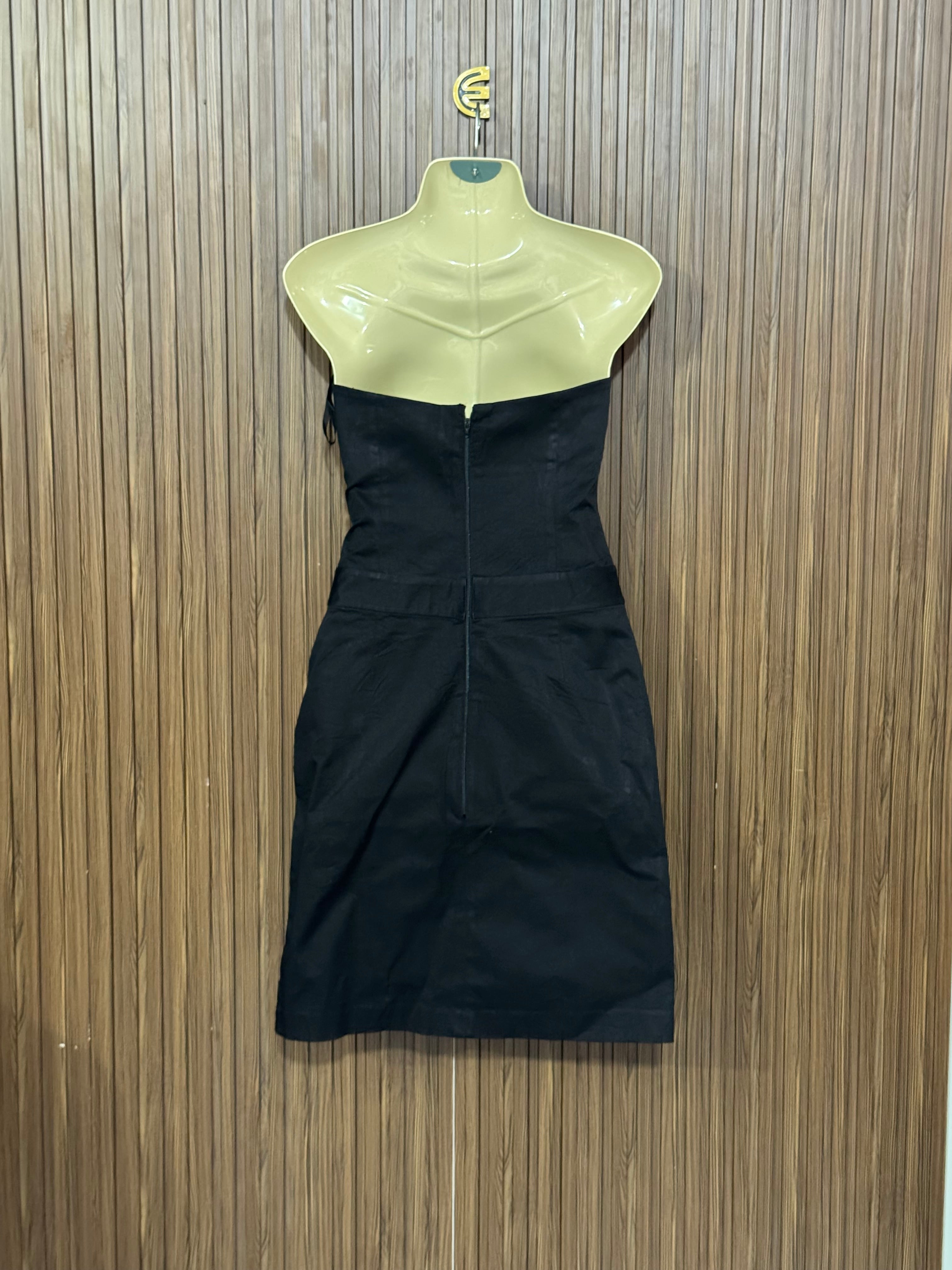 Chest 15 Length 31 Fabric Silk Black Strapless Dress