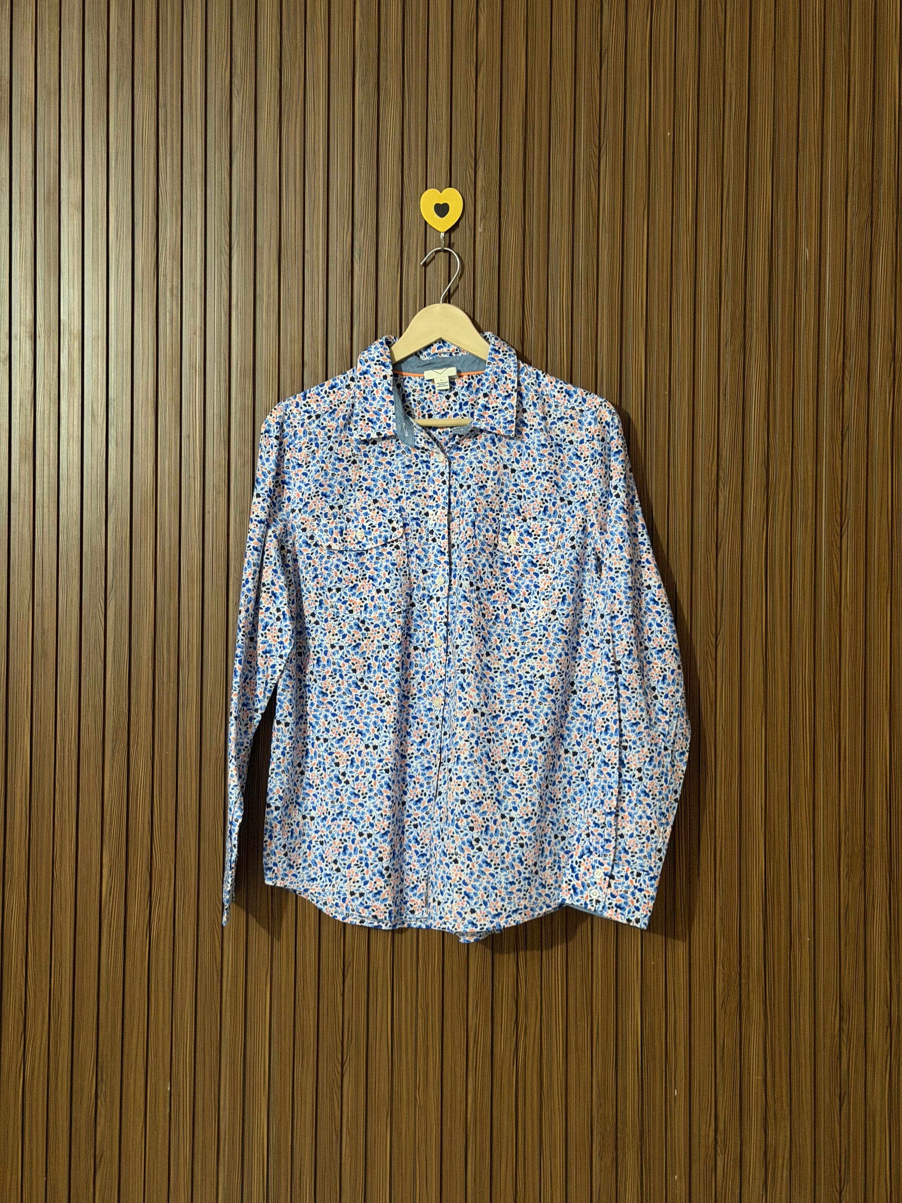 Blue Floral Printed Full Sleeves Shirt