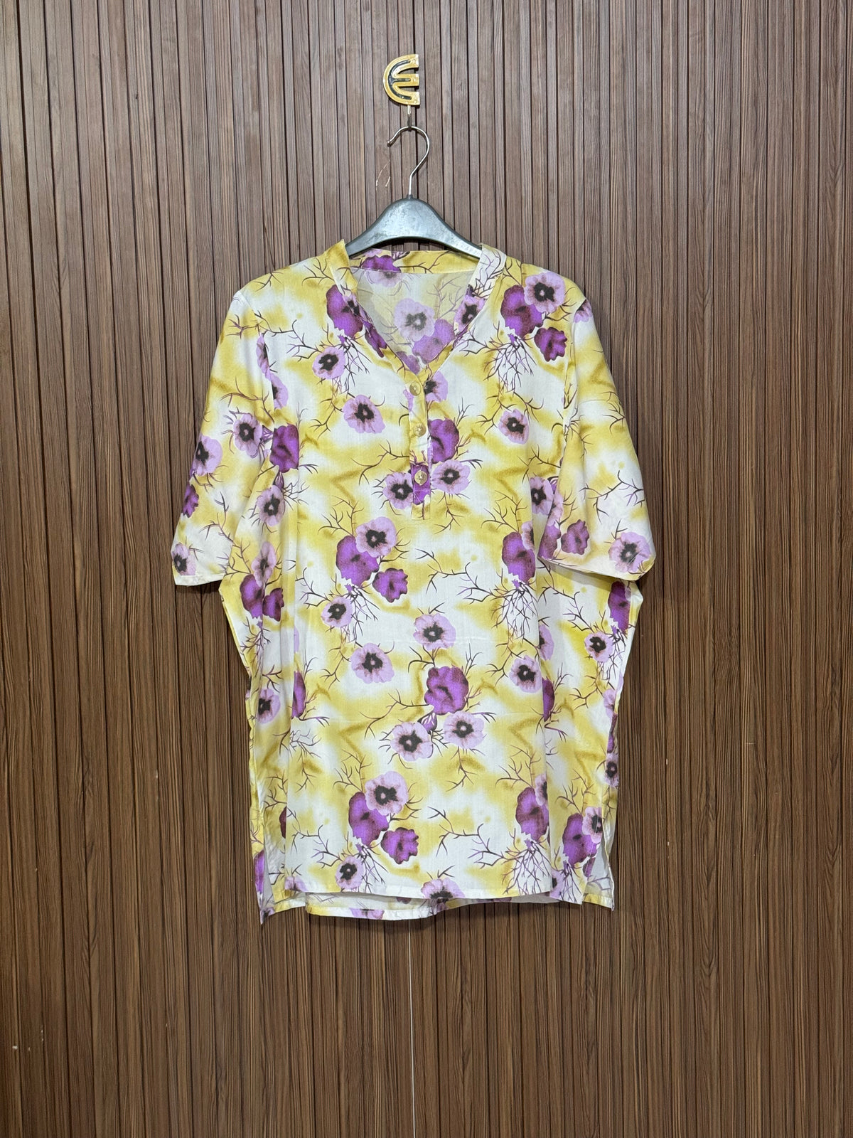 Chest 23 Length 30 Fabric Silk Basic Round Shirt