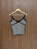 Chest 15 Length 19 Fabric Jursey Striped Lace Top