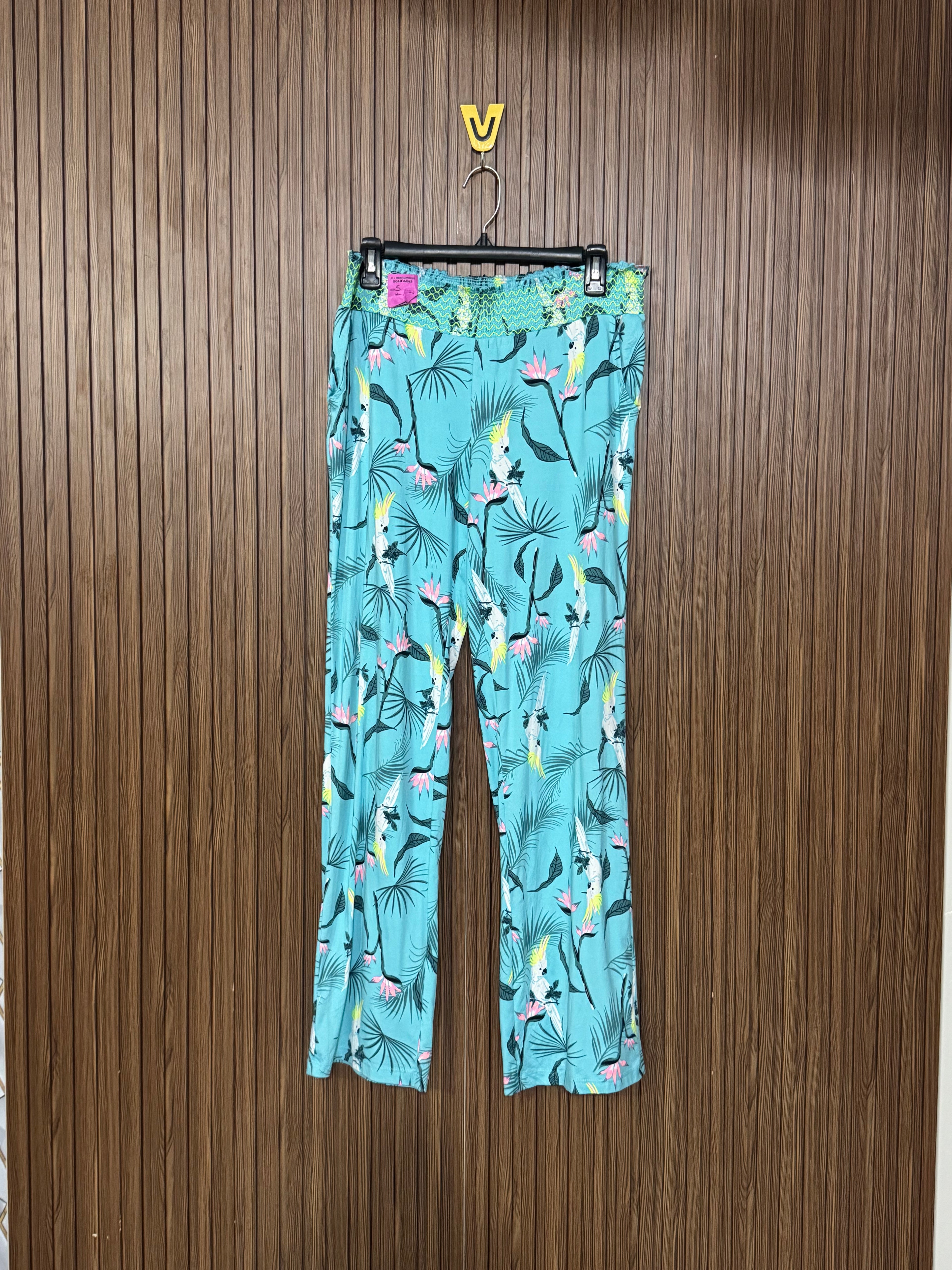 Waist 32 to 36 Length 39 Fabric Linen Teal Tropical