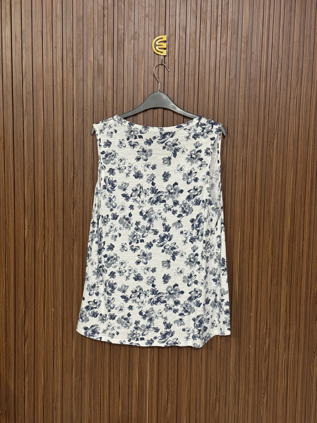 Blue Flower Printed Sleeveless Top