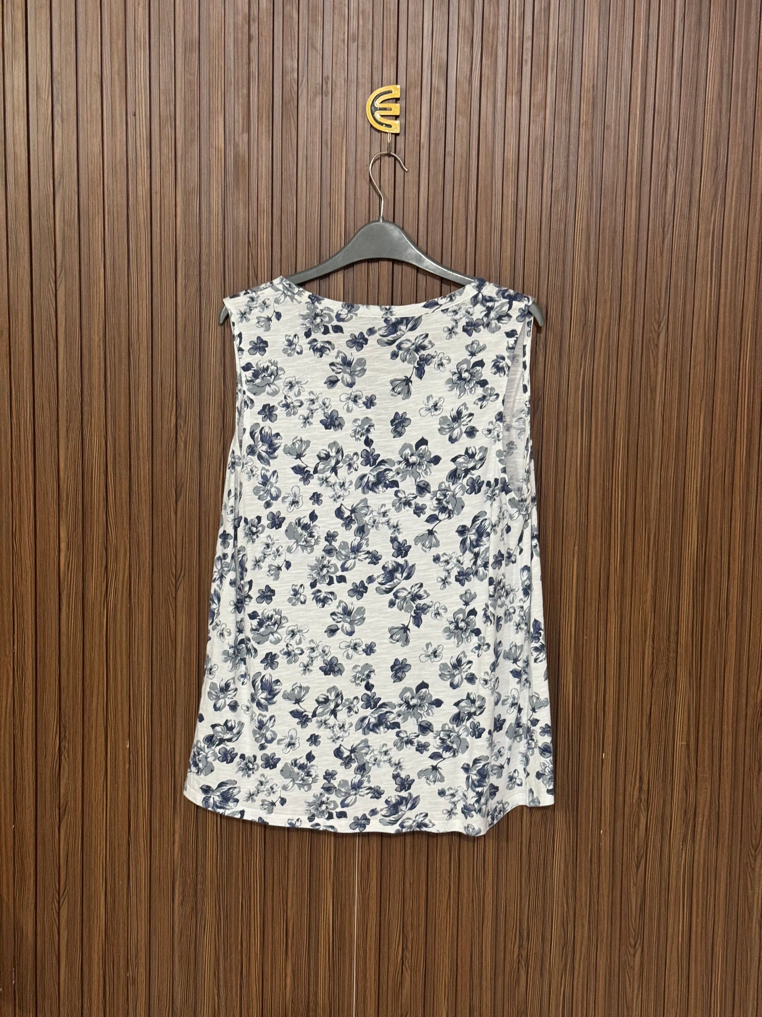 Blue Flower Printed Sleeveless Top