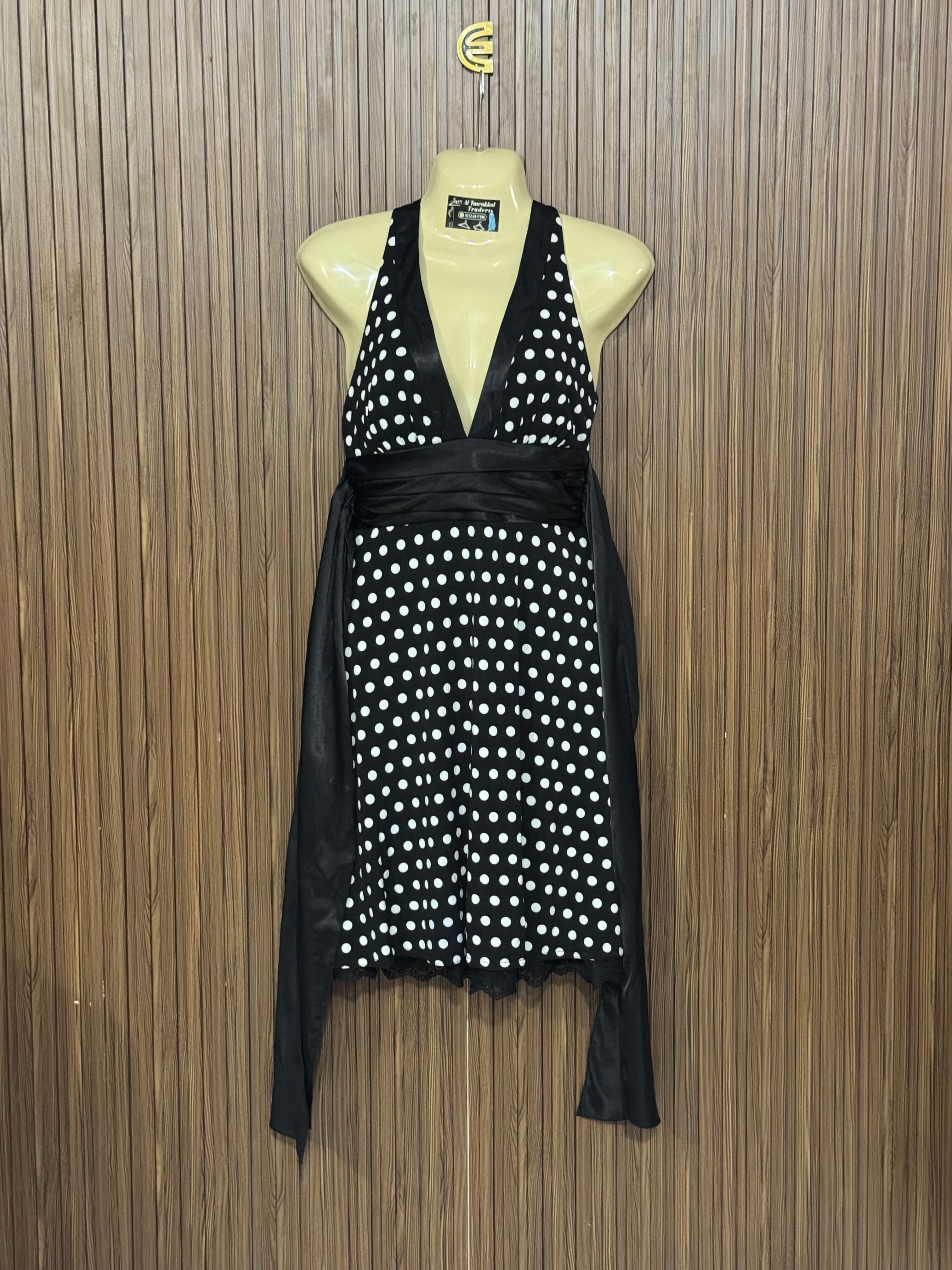Chest 14 Length 37 Fabric Silk Polka Dress