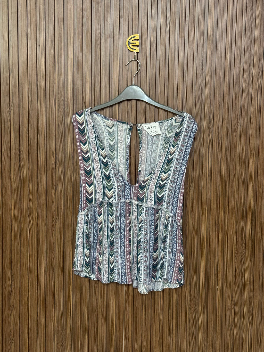 Multicolor Geometric Print Sleeveless Top