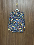 Chest 19 Length 25 Fabric Silk Floral V-Neck Top