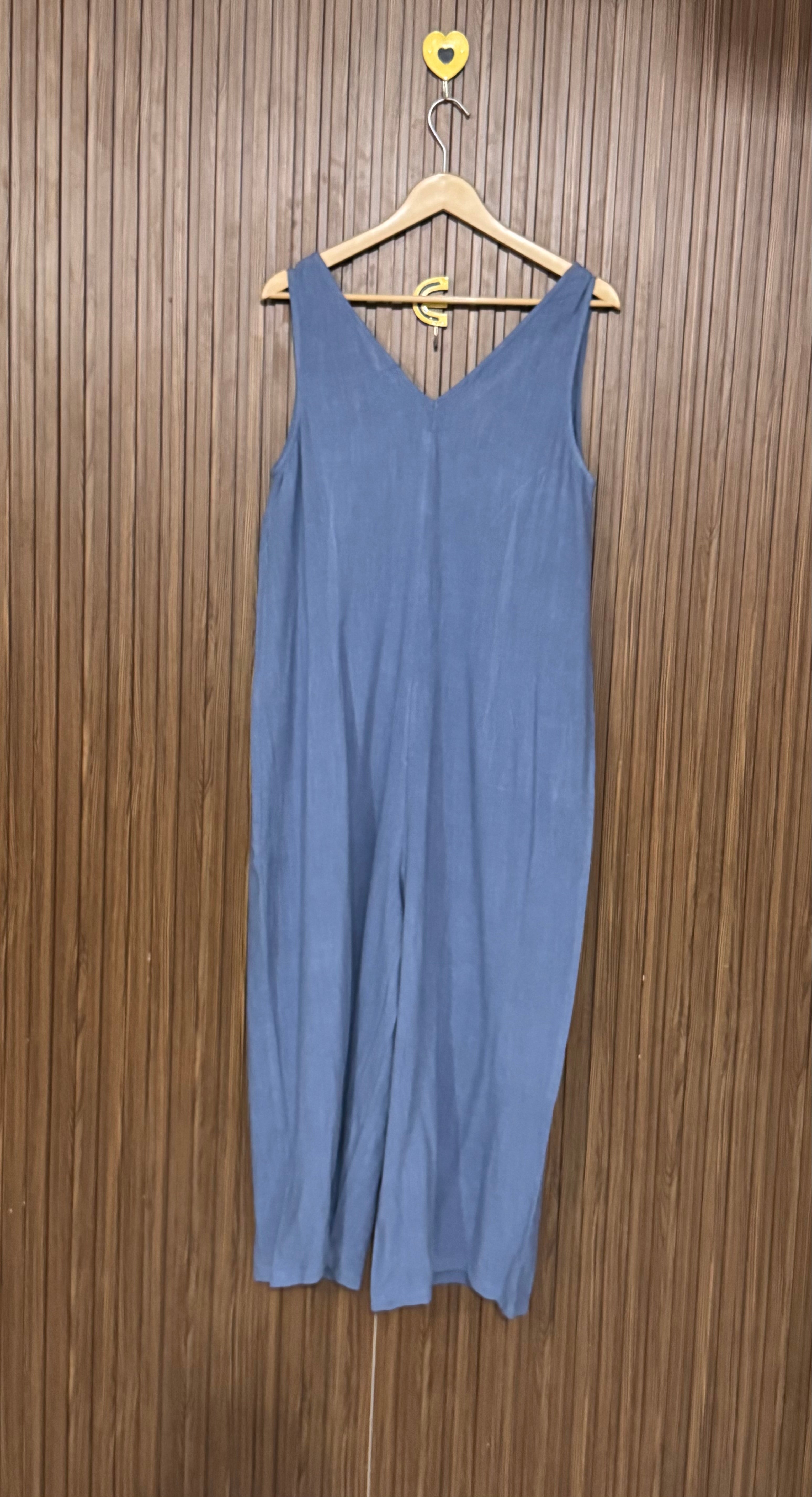 Blue V-Neck Casual Jumpsuit