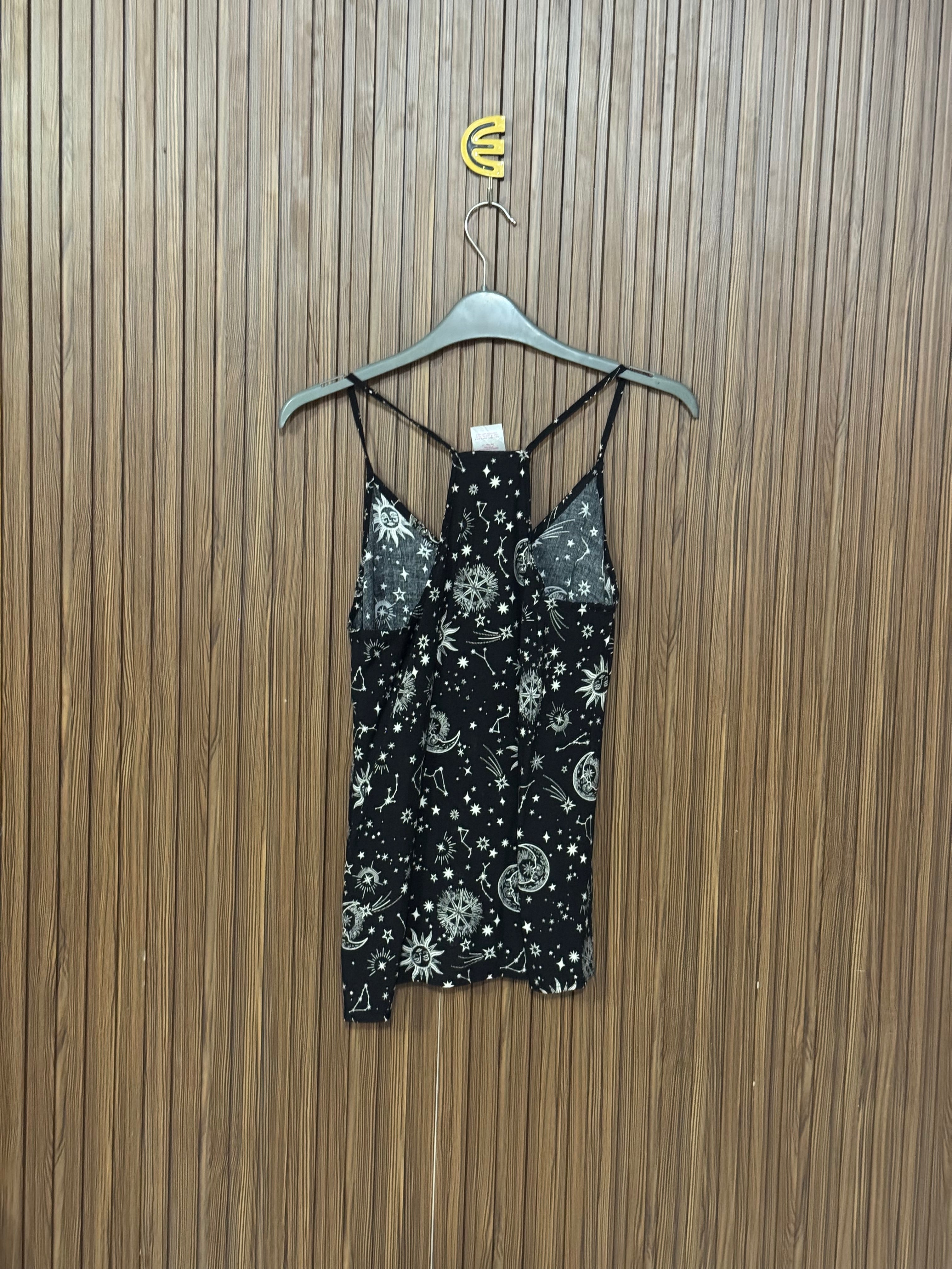 Black Star Print Sleeveless Top