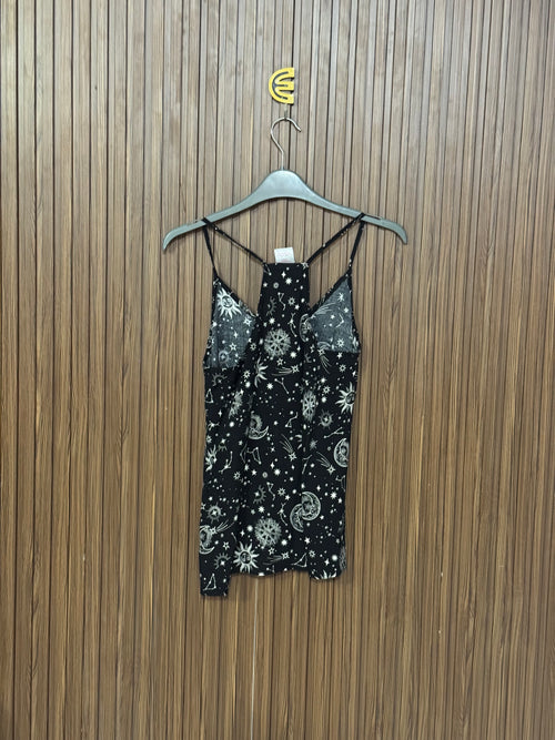 Black Star Print Sleeveless Top