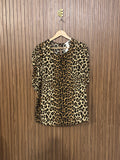 Chest 23 Length 26 Fabric Linen Cheetah Pattern Tee