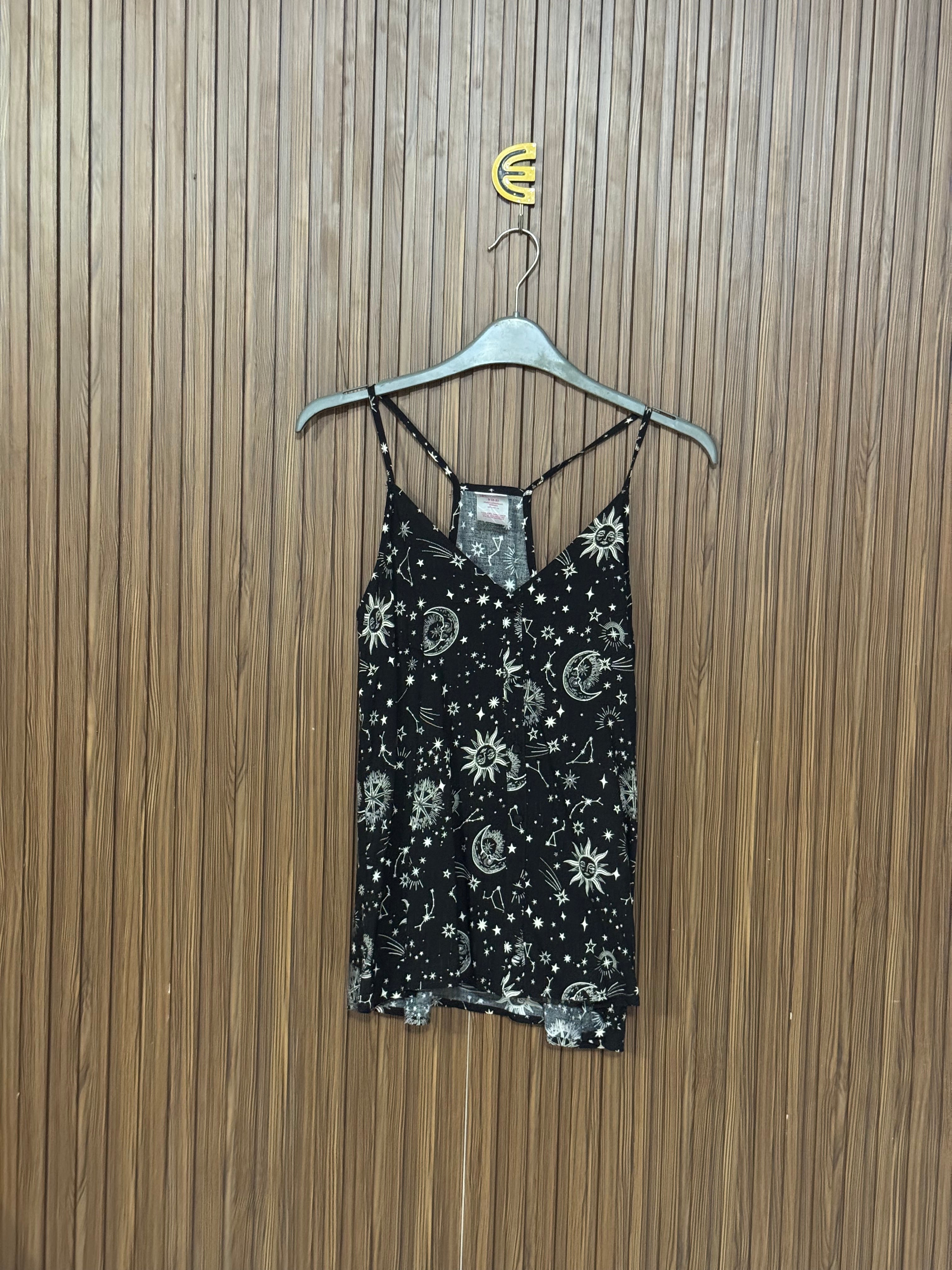 Black Star Print Sleeveless Top