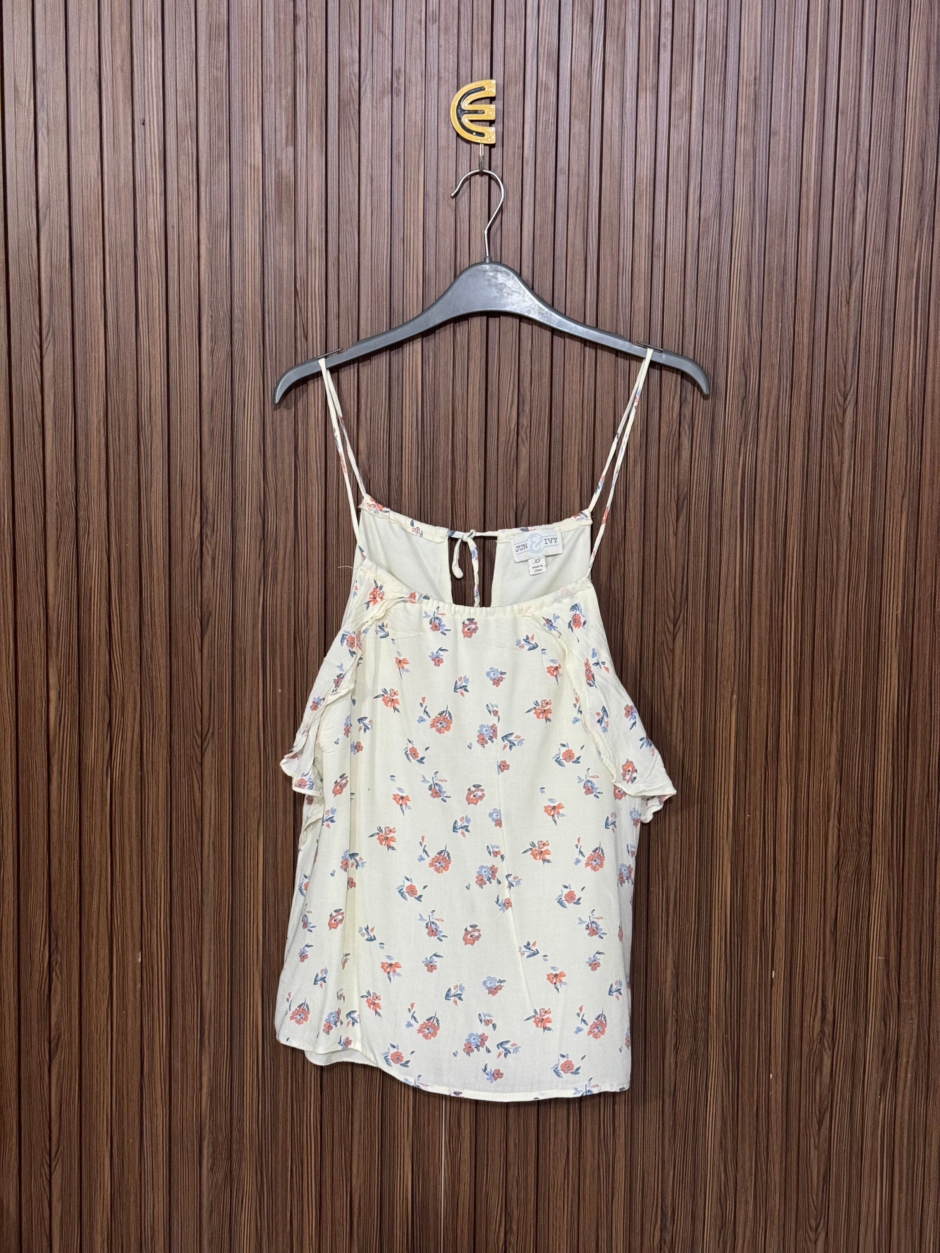 Off-White Floral Strap Top Sleeveless