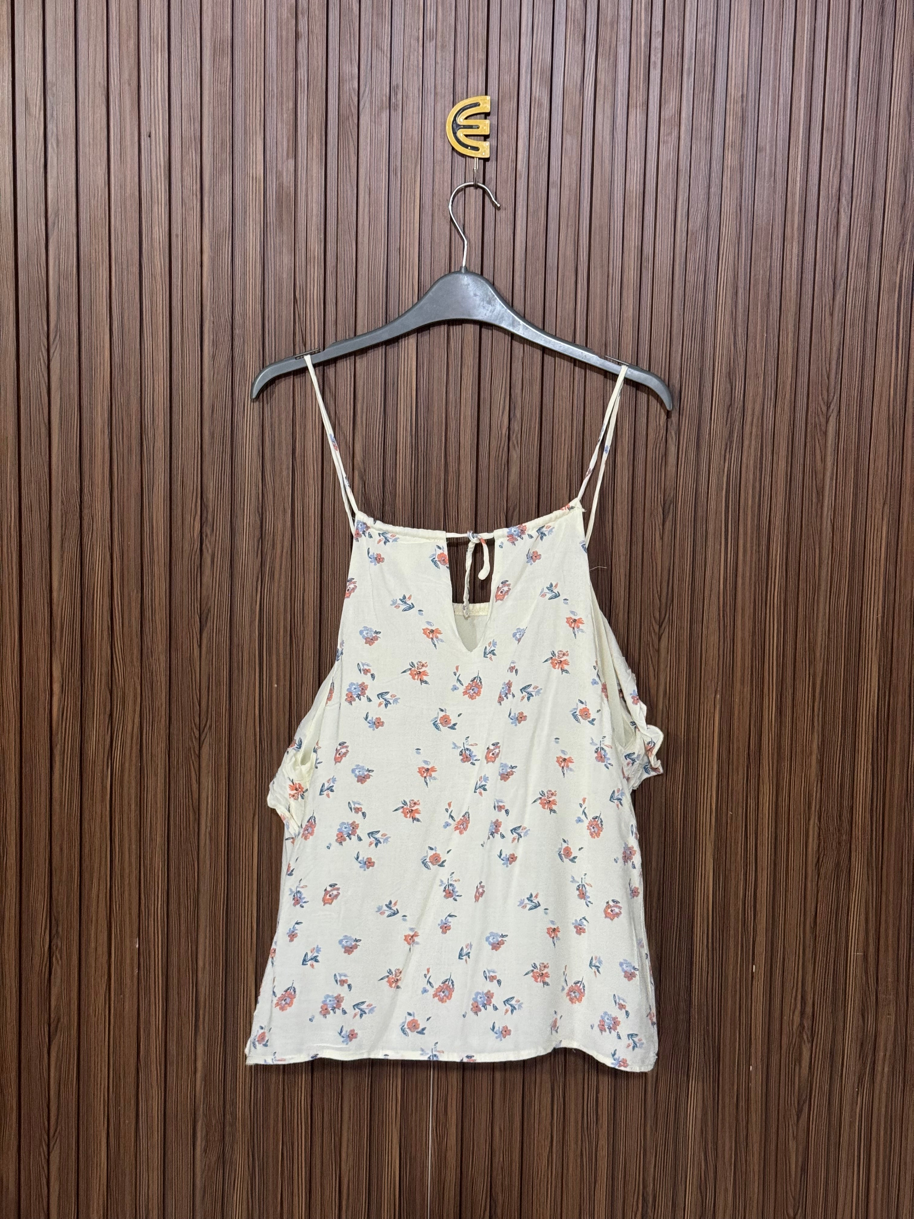 Off-White Floral Strap Top Sleeveless