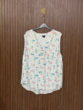 White Cherry Print Sleeveless Top
