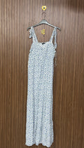 White and Blue Floral Long Top