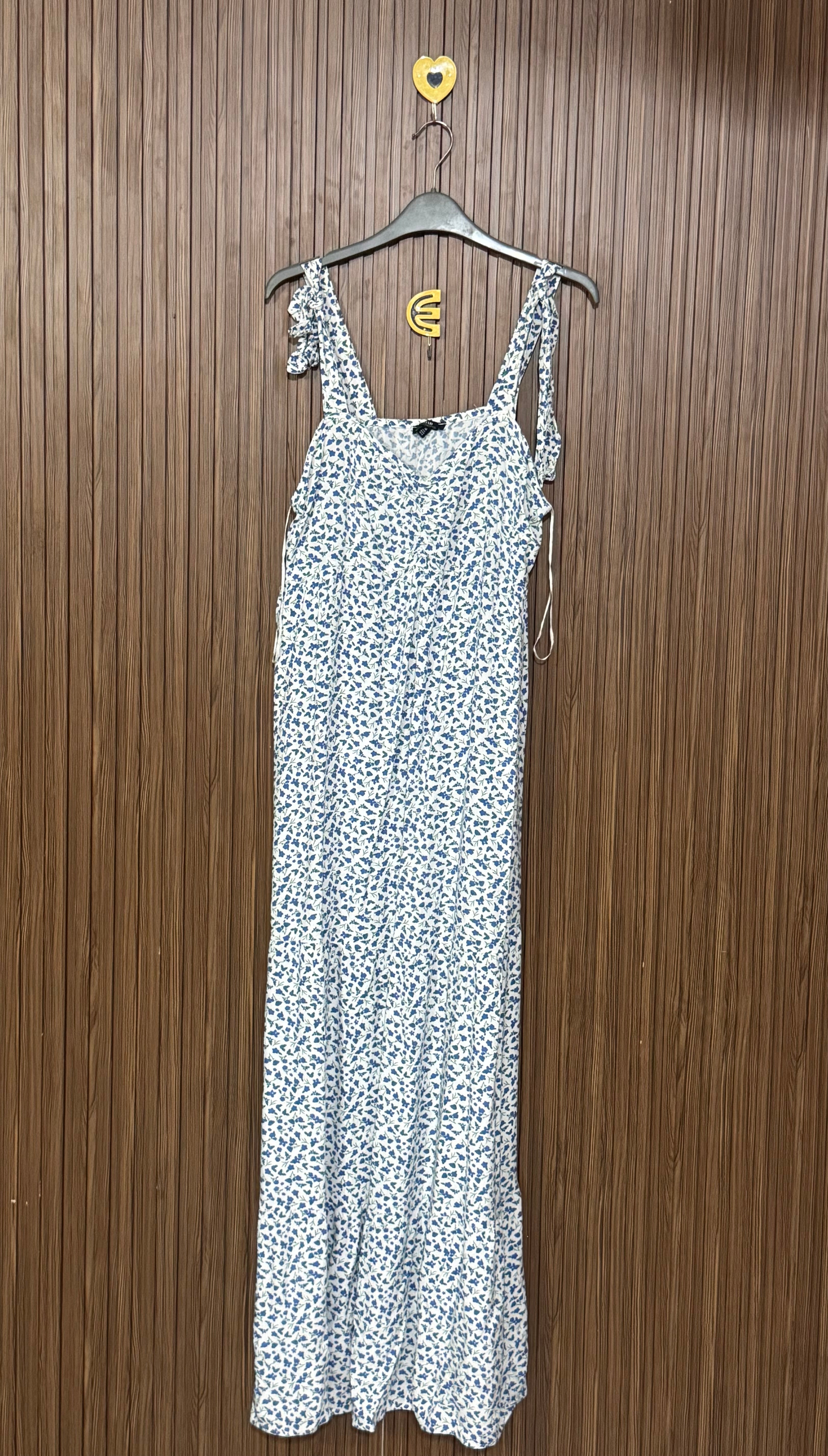 White and Blue Floral Long Top