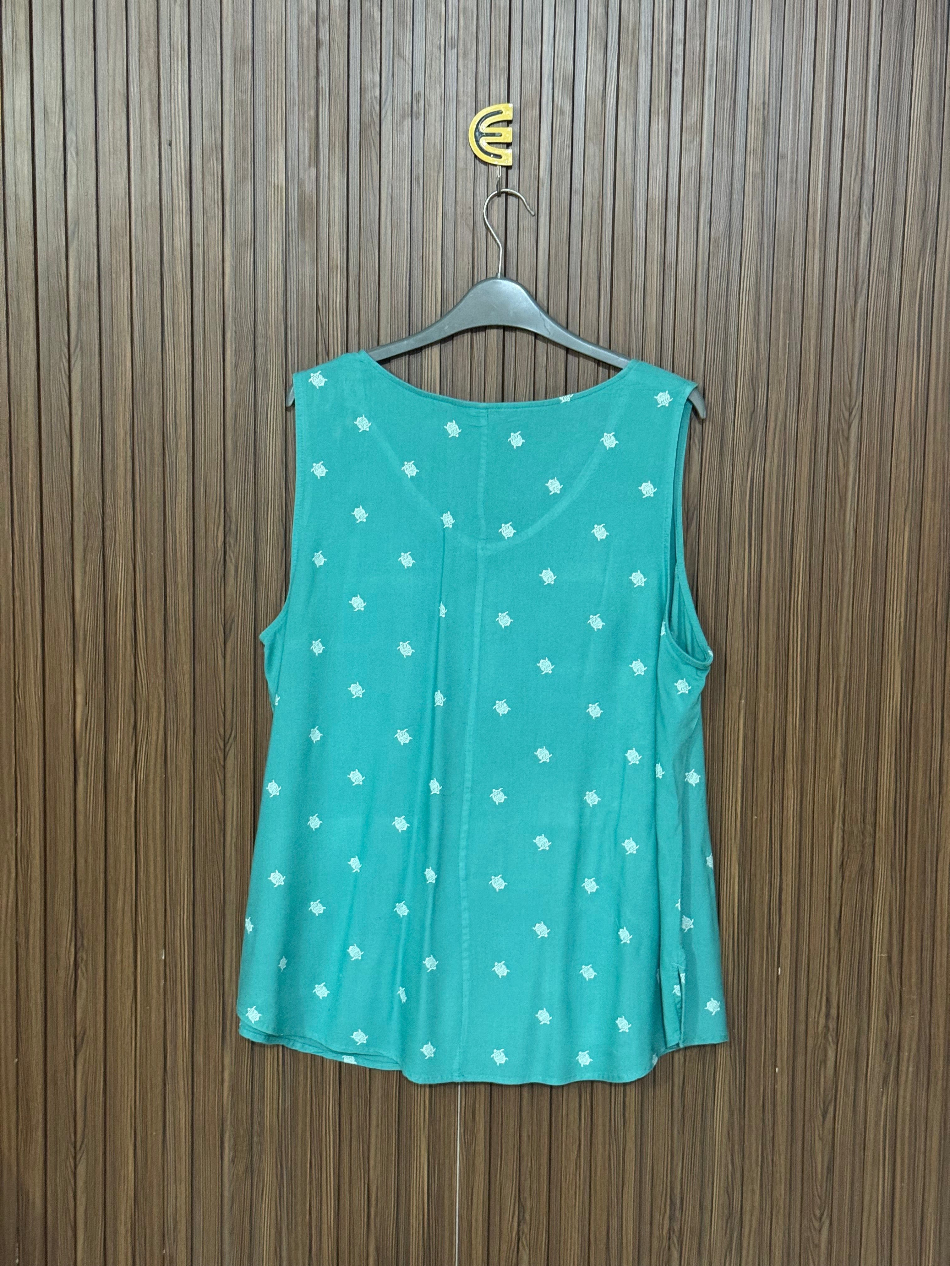 Green V-Neck Top Sleeveless
