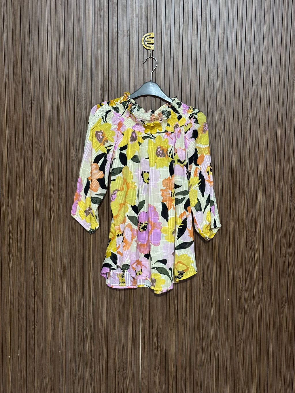 Chest 19 Length 26 Fabric Shifon Yellow Floral Print Top