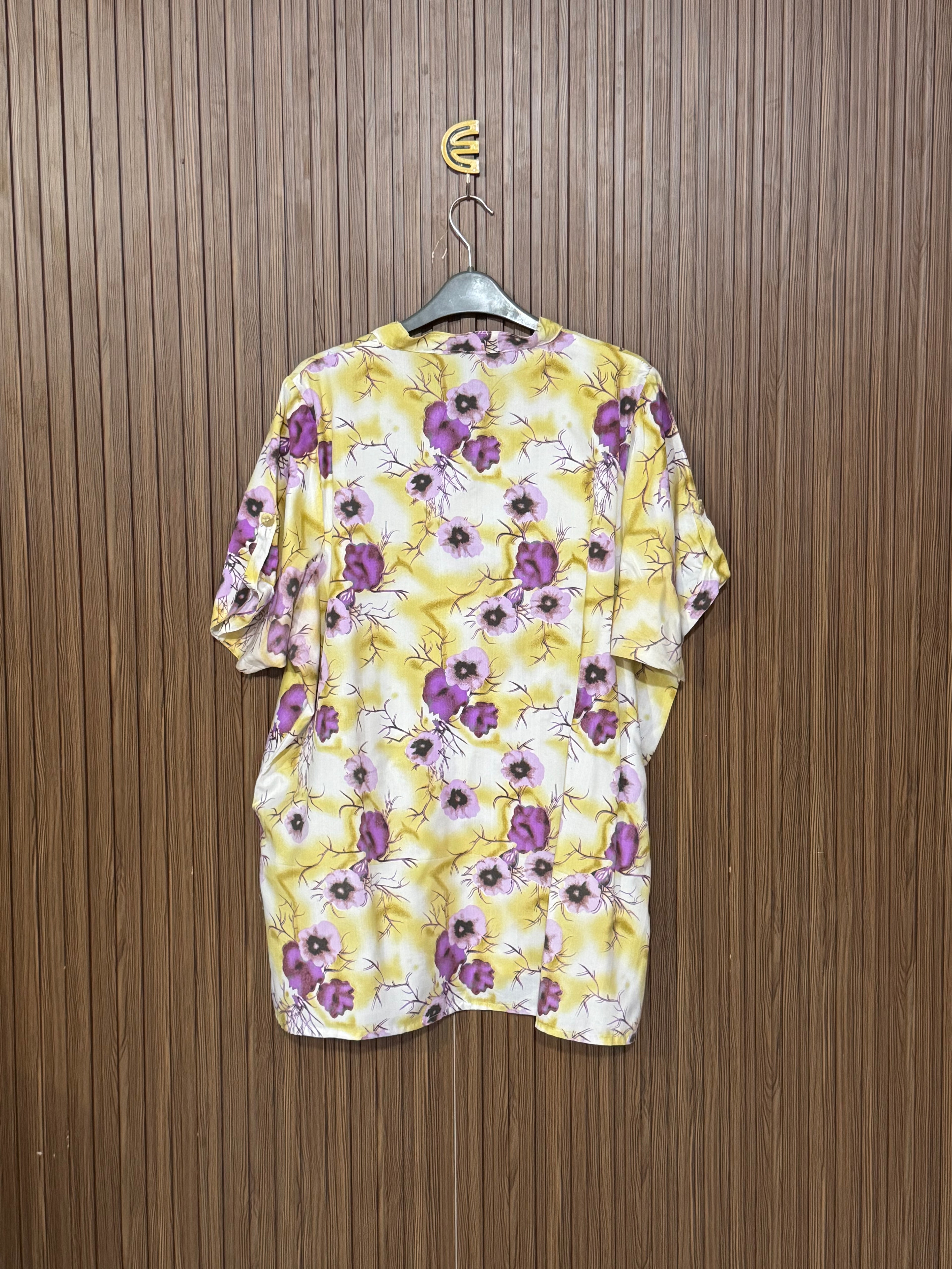 Chest 23 Length 30 Fabric Silk Basic Round Shirt