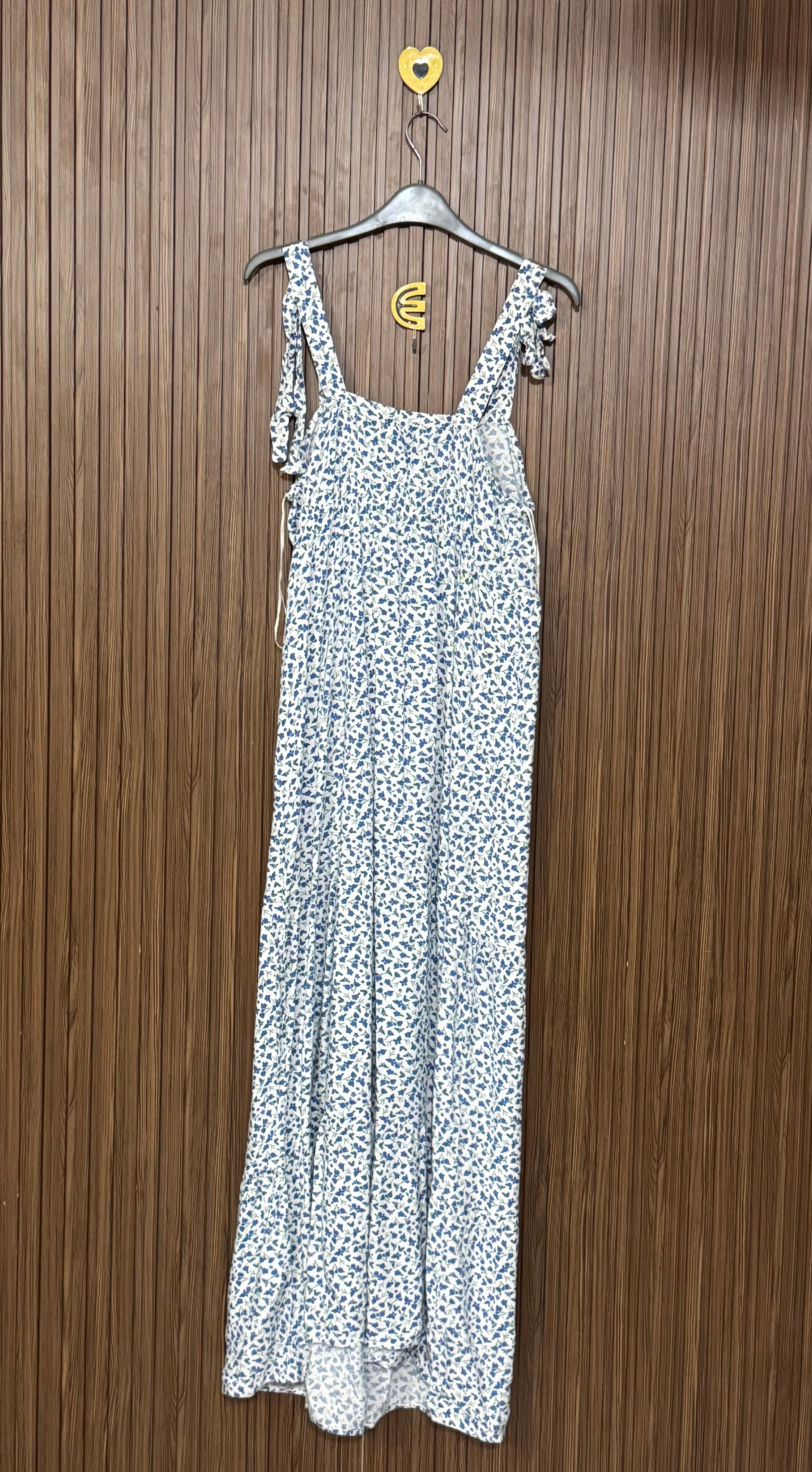 White and Blue Floral Long Top