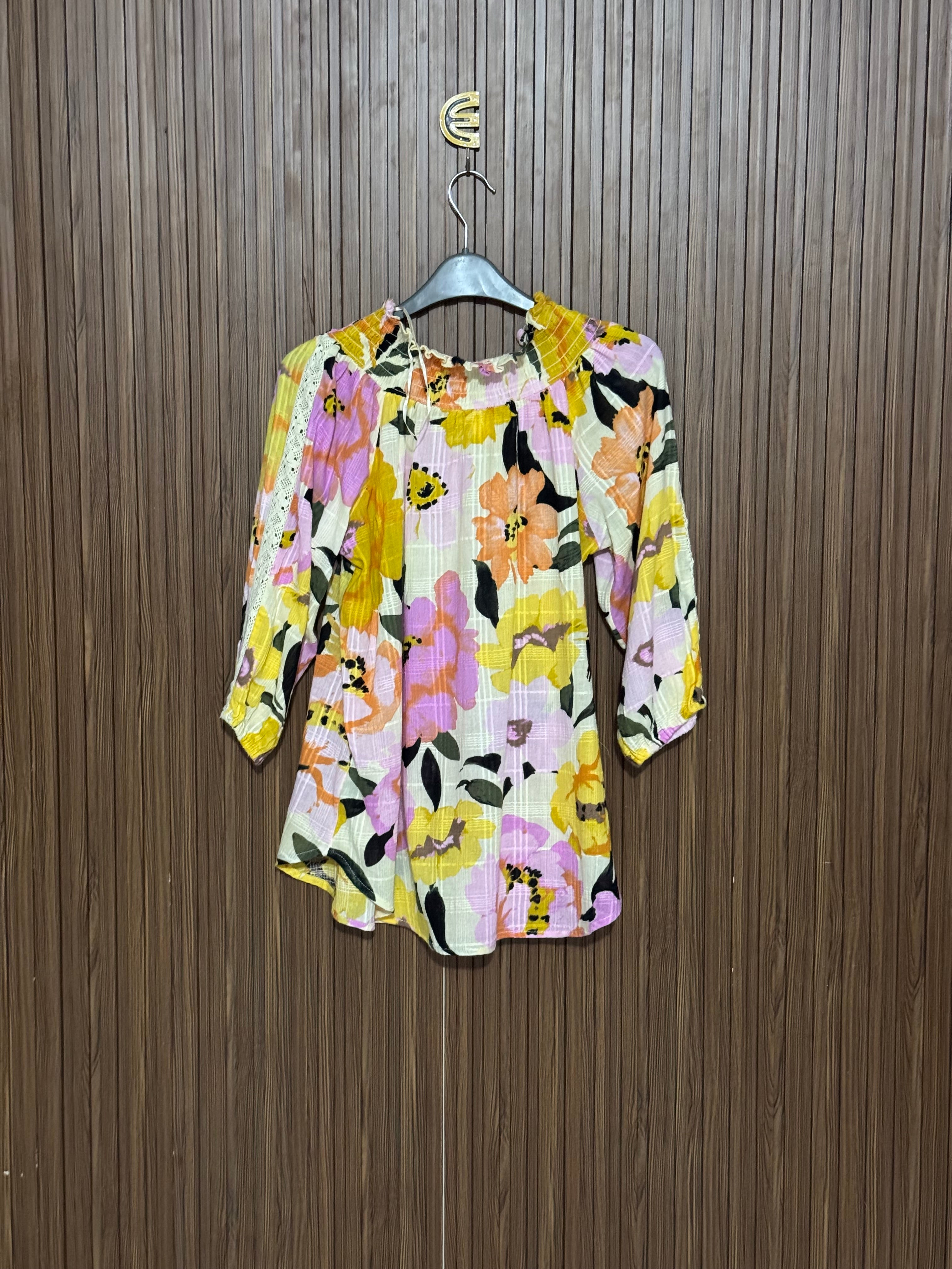 Chest 19 Length 26 Fabric Shifon Yellow Floral Print Top