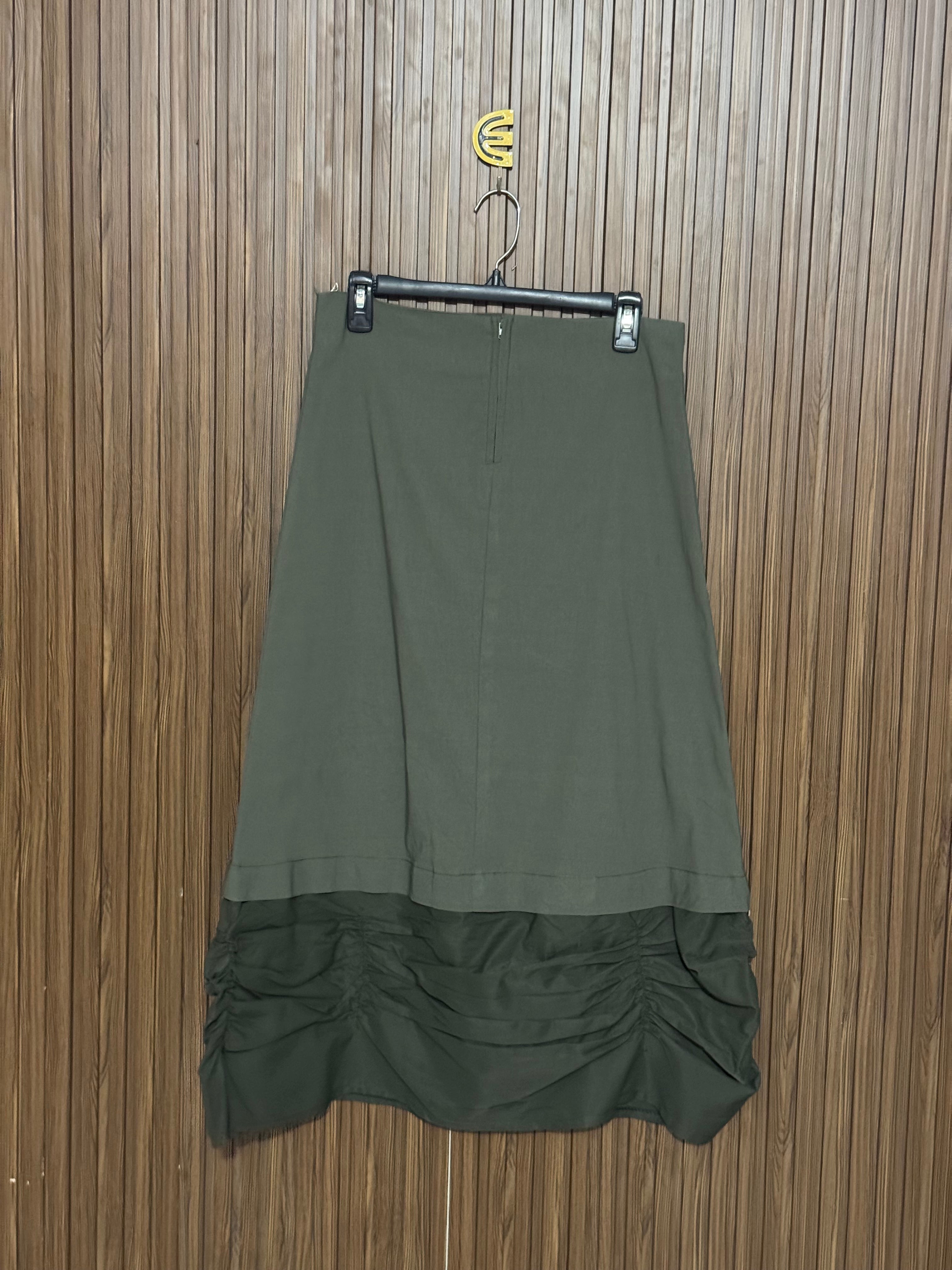 Green Paneled Long Skirt